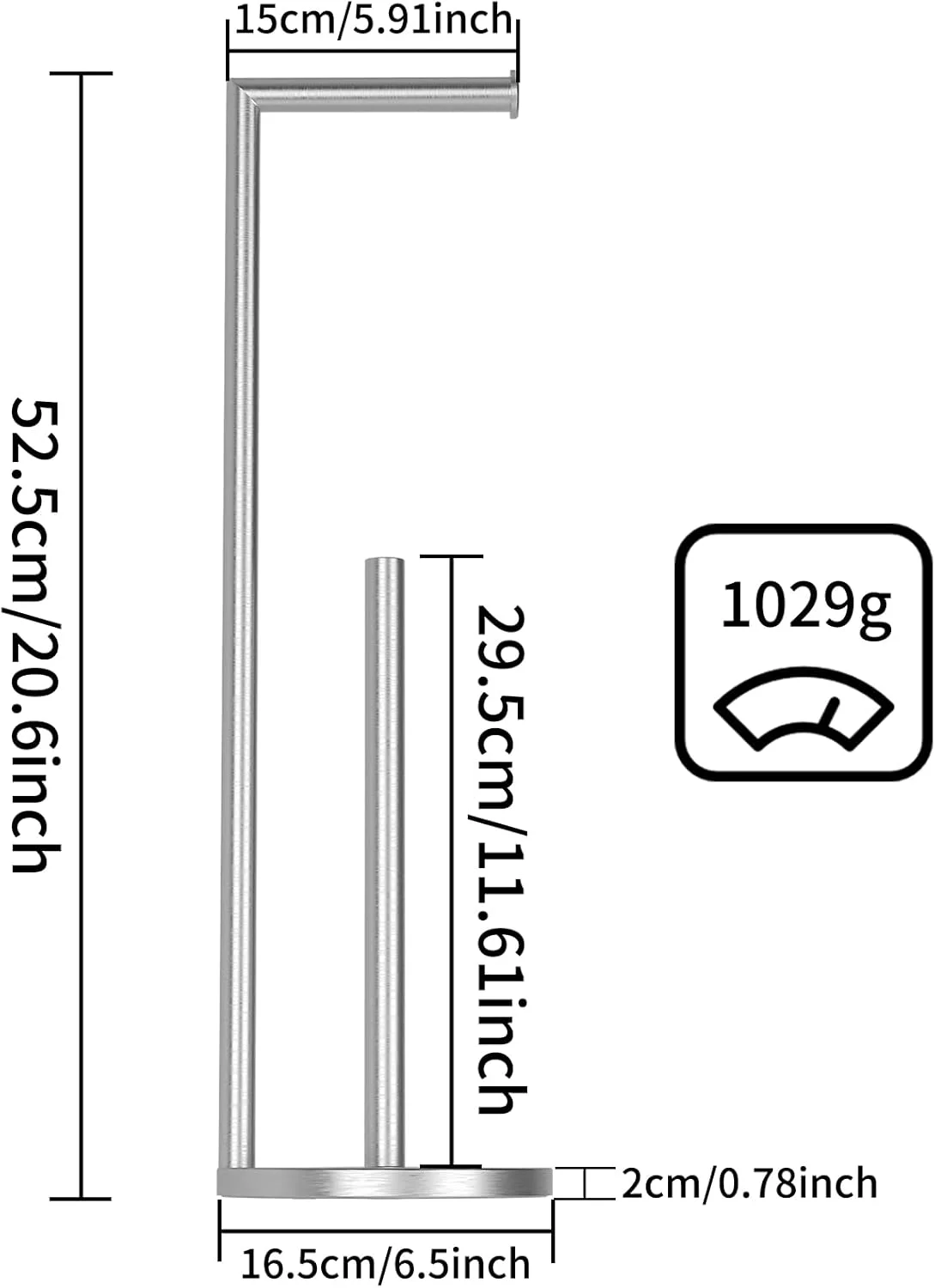 جا دستمال توالت ایستاده Topsky با ظرفیت 3-4 رول، پایه نگهدارنده دستمال توالت با پایه سنگین برای حمام (نقره ای)