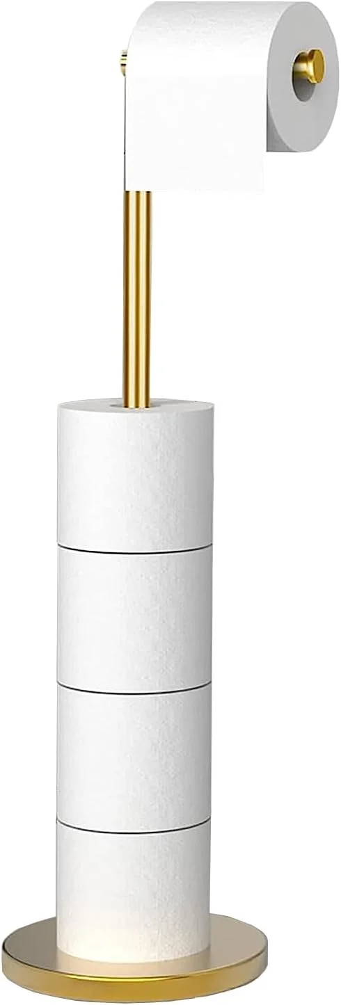 جا دستمال کاغذی توالت Topsky، جا جعبه دستمال کاغذی، جا رولی دستمال توالت ایستاده برای حمام (طلایی)