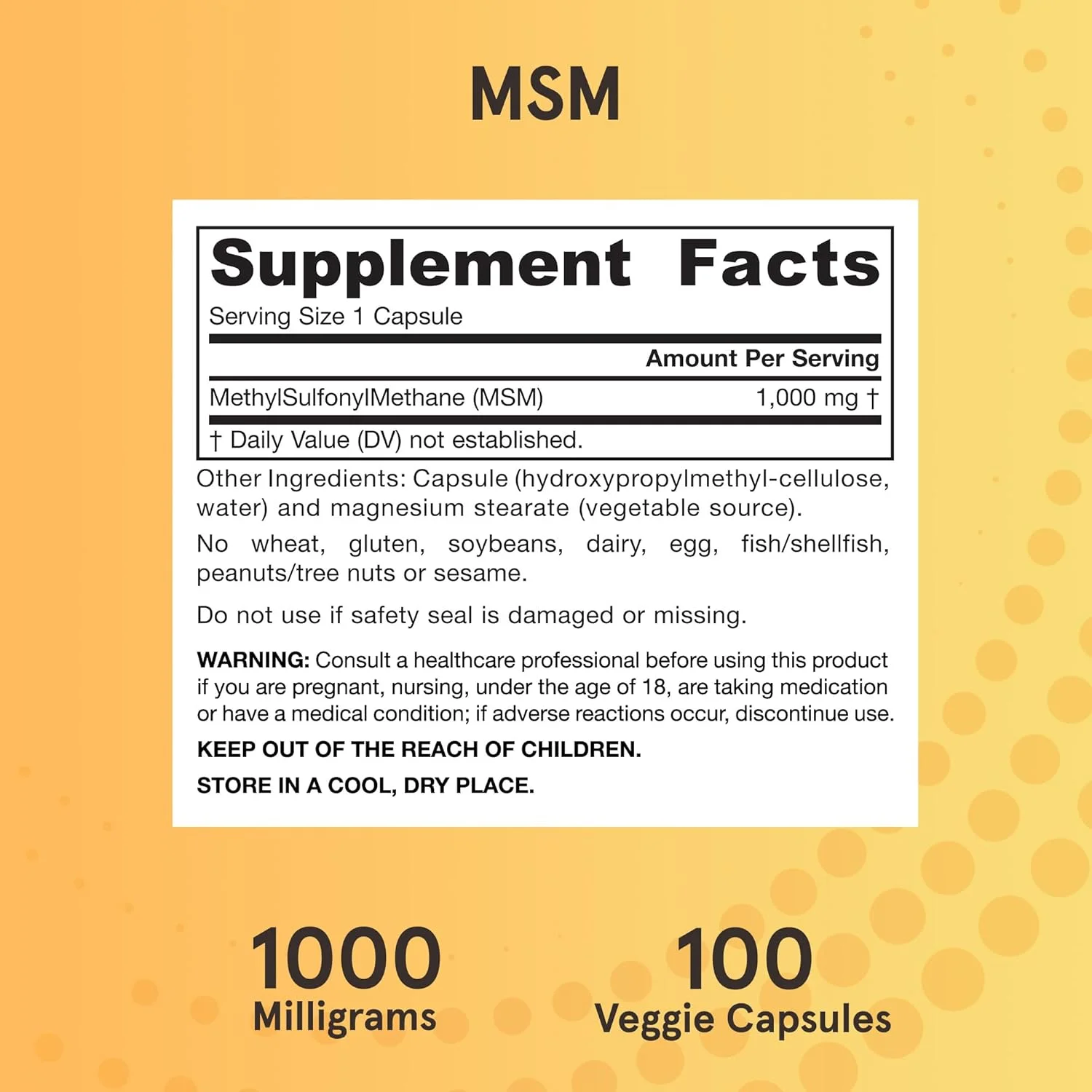 Jarrow Formulas, MSM, 1000 mg, 100 Veggie Caps