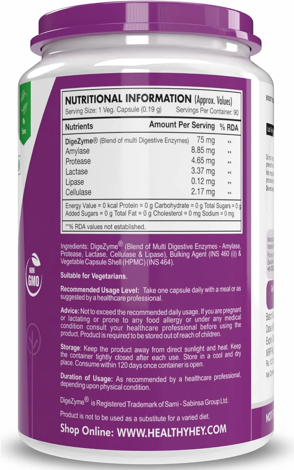 آنزیم های گوارشی Healthyhey Nutrition - کمپلکس چند آنزیمی - 75 میلی گرم - پشتیبانی از سلامت دستگاه گوارش - 90 کپسول گیاهی آنزیم های گوارشی Healthyhey Nutrition - کمپلکس چند آنزیمی - 75 میلی گرم - پشتیبانی از سلامت دستگاه گوارش - 90 کپسول گیاهی