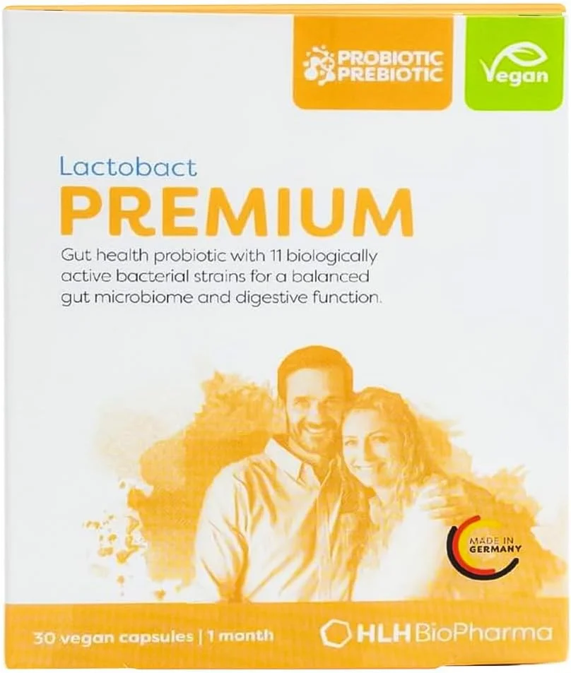 لاکتوباکت پریمیوم پروبیوتیک HLH BioPharma برای کودکان بالای 8 سال، بزرگسالان، زنان و مردان با میکروانکپسولاسیون، 30 کپسول گیاهی