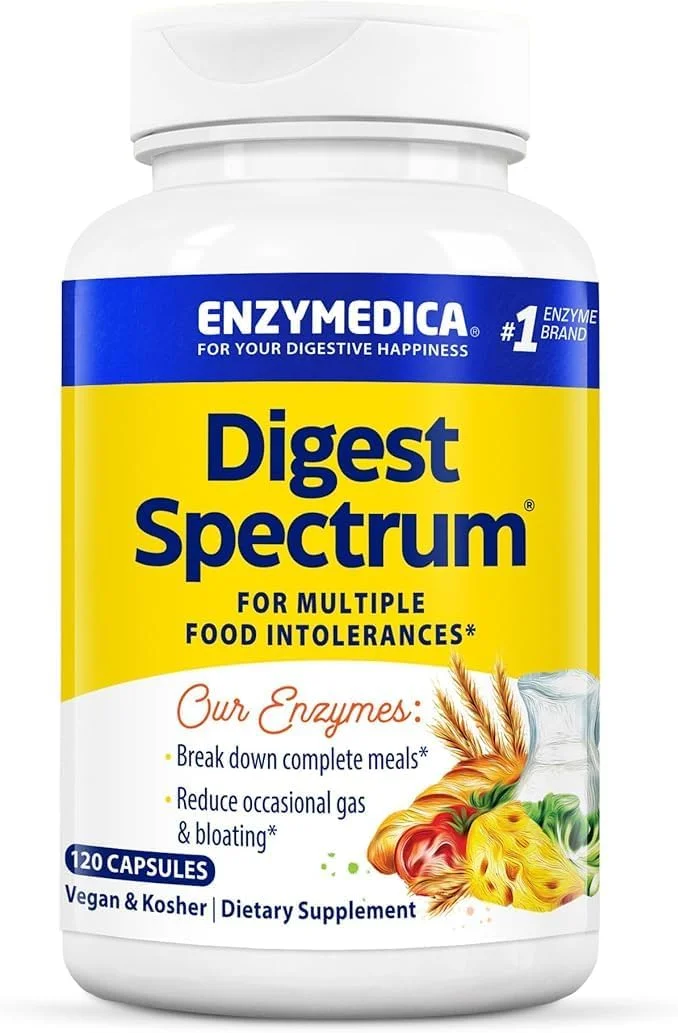 Enzymedica Digest Spectrum 120 Capsules | For Multiple Food Intolerances | Breaks-down Gluten, Phenol, Lactose & Casein | Reduce Occational Gas & Bloating Enzymedica Digest Spectrum 120 Capsules | For Multiple Food Intolerances | Breaks-down Gluten, Phenol, Lactose & Casein | Reduce Occational Gas & Bloating