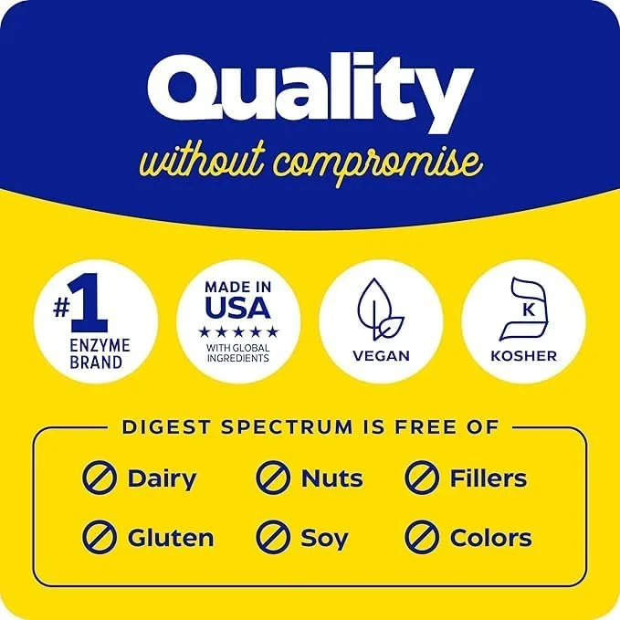 Enzymedica Digest Spectrum 120 Capsules | For Multiple Food Intolerances | Breaks-down Gluten, Phenol, Lactose & Casein | Reduce Occational Gas & Bloating