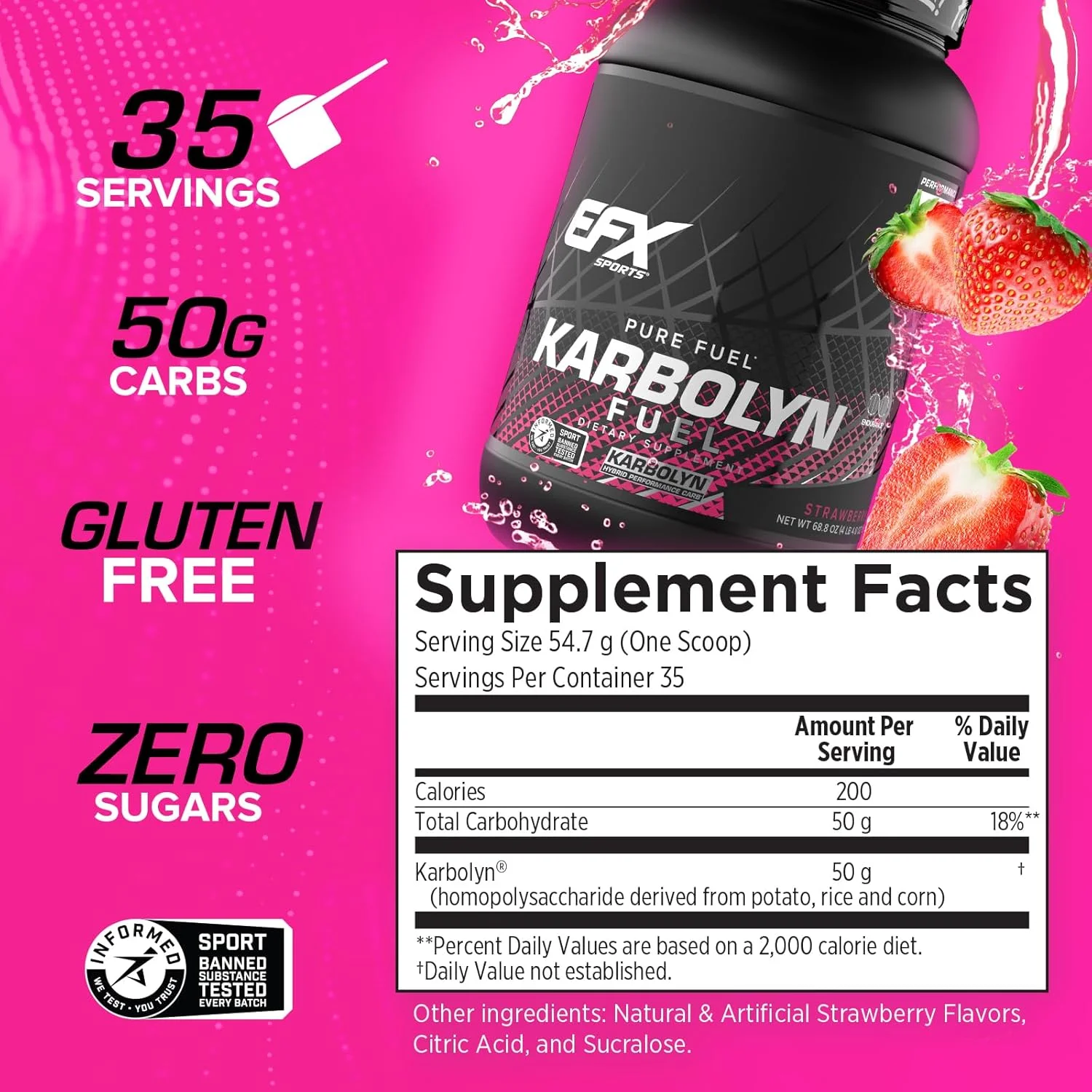 EFX Karbolyn Fuel توت فرنگی 4 پوند - مکمل کربوهیدرات با عملکرد بالا برای استقامت و ریکاوری