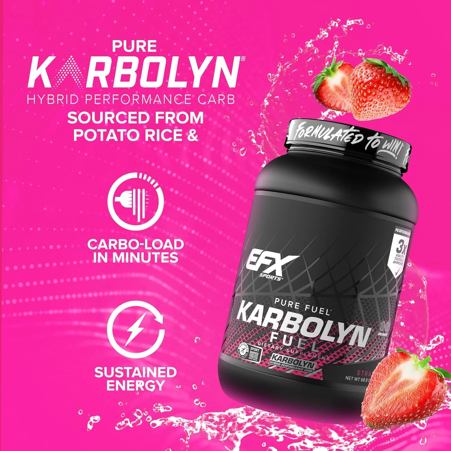 EFX Karbolyn Fuel توت فرنگی 4 پوند - مکمل کربوهیدرات با عملکرد بالا برای استقامت و ریکاوری