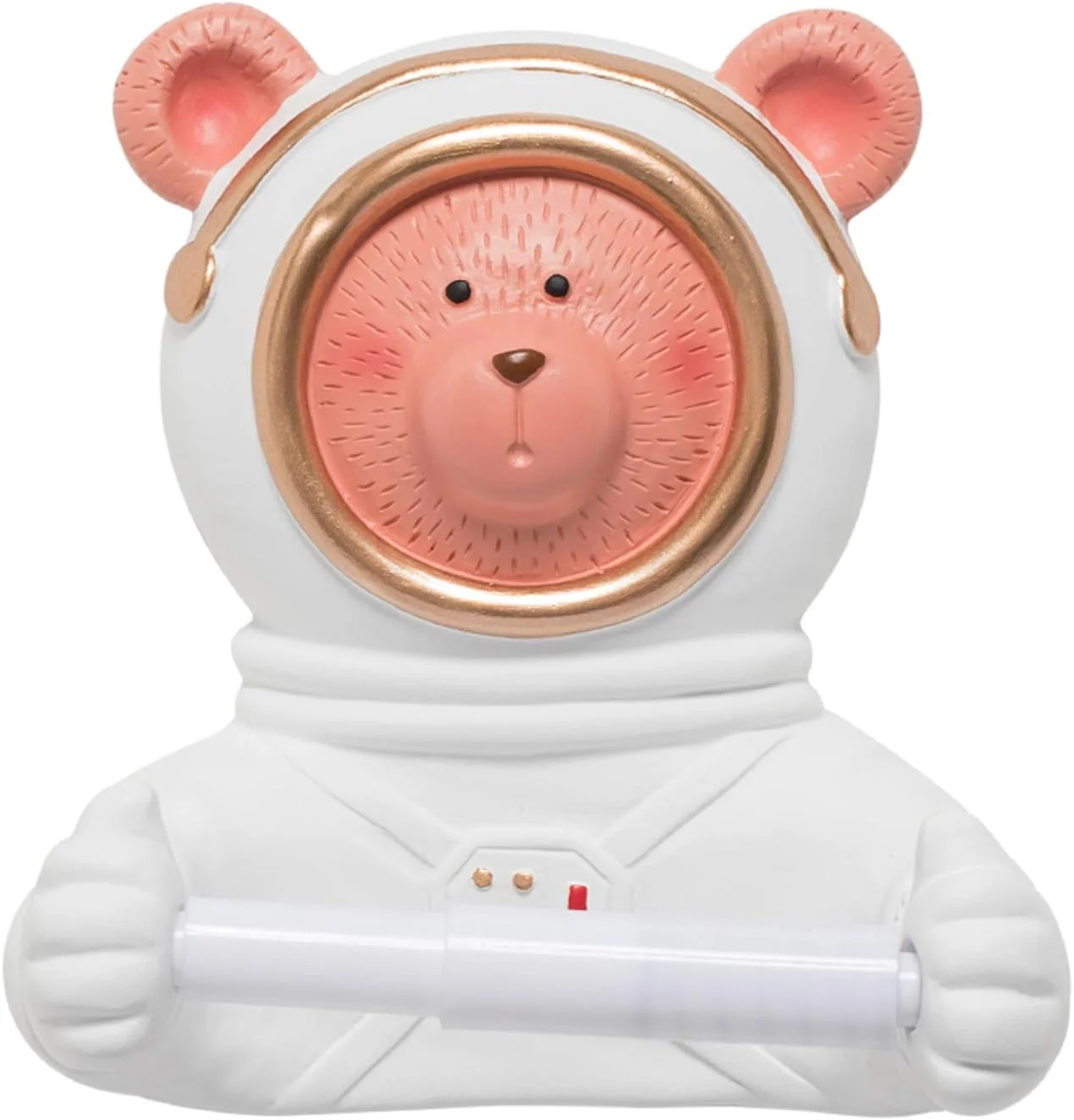 جای دستمال توالت LIU - نگهدارنده رول دستمال کاغذی دیواری، مدل خرس فضانورد زیبا، جنس رزین، مناسب برای منزل، اتاق کودک، حمام و سرویس بهداشتی