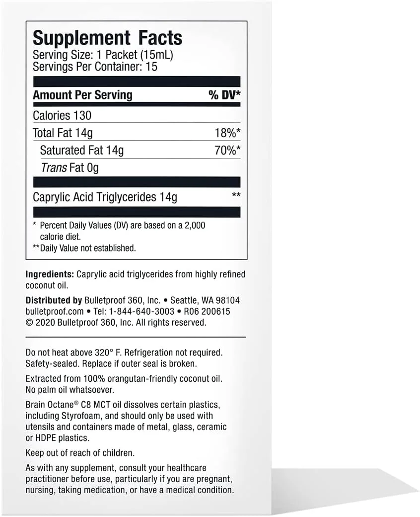 روغن مغز اکتان ضدگلوله، منبع انرژی C8 سازگار با رژیم کتو (15 عدد)