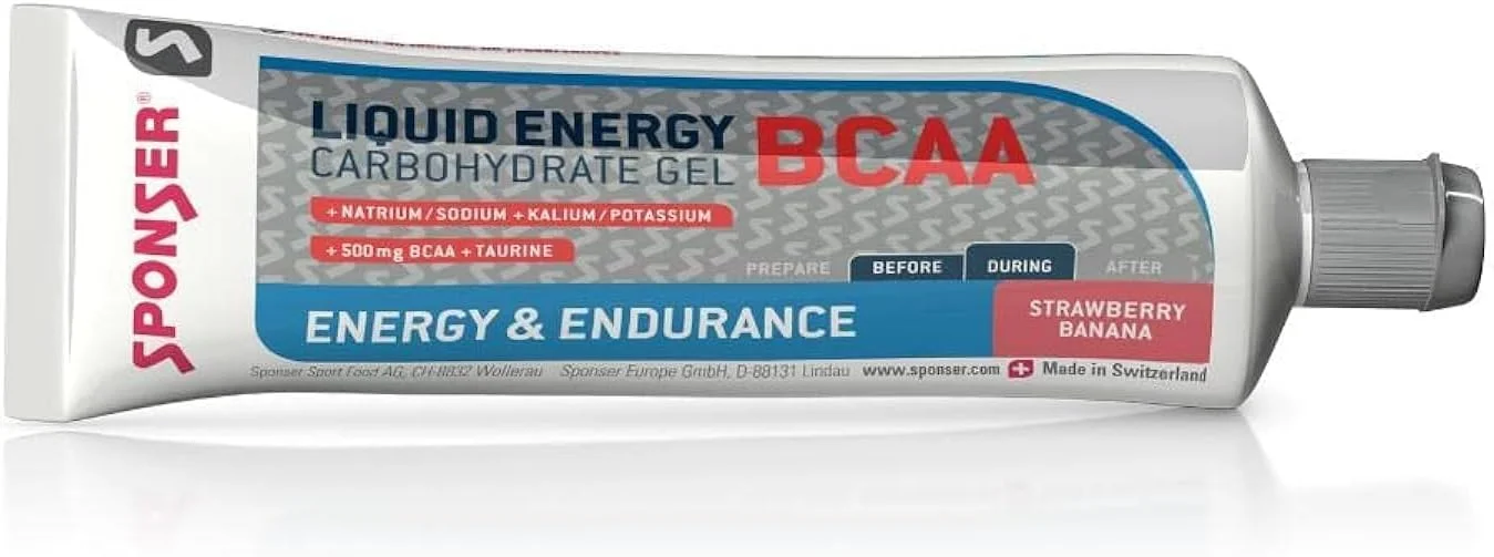 ژل کربوهیدرات انرژی مایع BCAA اسپانسر حاوی BCAA، تورین و الکترولیت | بسته 3 عددی | ساخت سوئیس | ژل انرژی بسیار غلیظ برای تامین انرژی سریع و طولانی مدت