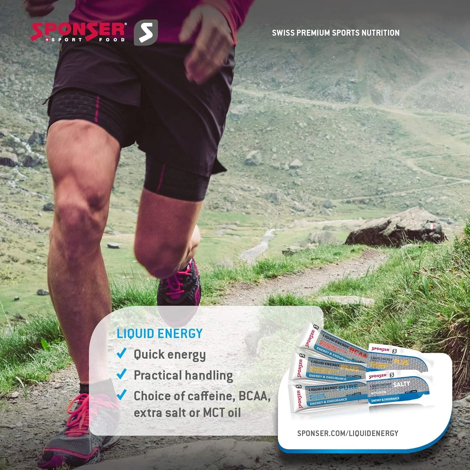 ژل کربوهیدرات انرژی مایع BCAA اسپانسر حاوی BCAA، تورین و الکترولیت | بسته 3 عددی | ساخت سوئیس | ژل انرژی بسیار غلیظ برای تامین انرژی سریع و طولانی مدت