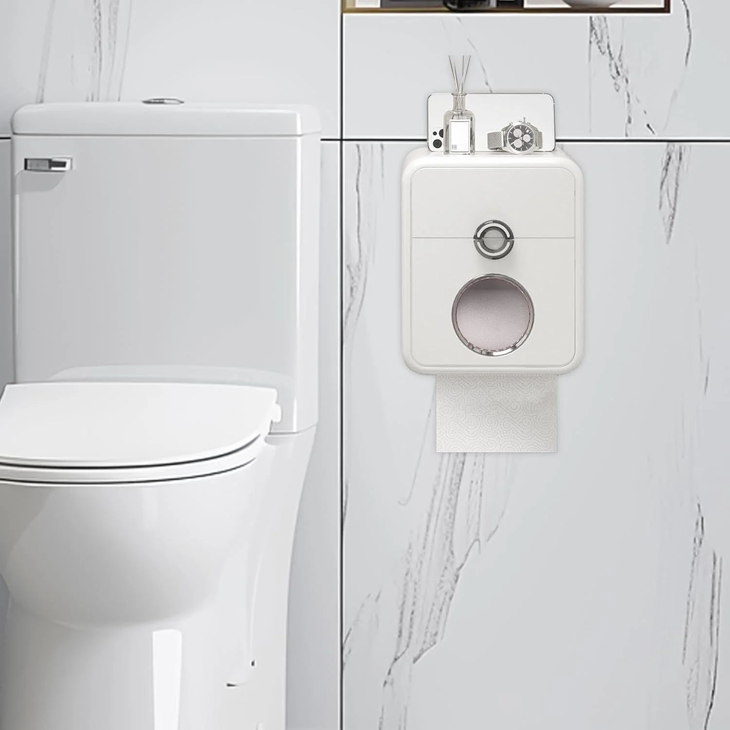 Toilet Paper Storage Box,Waterproof Toilet Paper Holder Paper Roll Holder with Drawer | Double Layer Tissue Box Large Capacity Storage Box for Bathroom