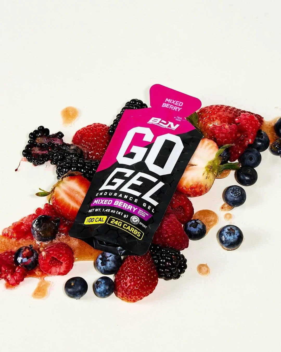 ژل استقامتی BPN Go از BARE PERFORMANCE NUTRITION، حاوی 24 گرم کربوهیدرات و 100 کالری در هر بسته، ژل مخصوص دویدن وگان + بدون گلوتن، 10 بسته تک نفره، میکس بری ژل استقامتی BPN Go از BARE PERFORMANCE NUTRITION، حاوی 24 گرم کربوهیدرات و 100 کالری در هر بسته، ژل مخصوص دویدن وگان + بدون گلوتن، 10 بسته تک نفره، میکس بری