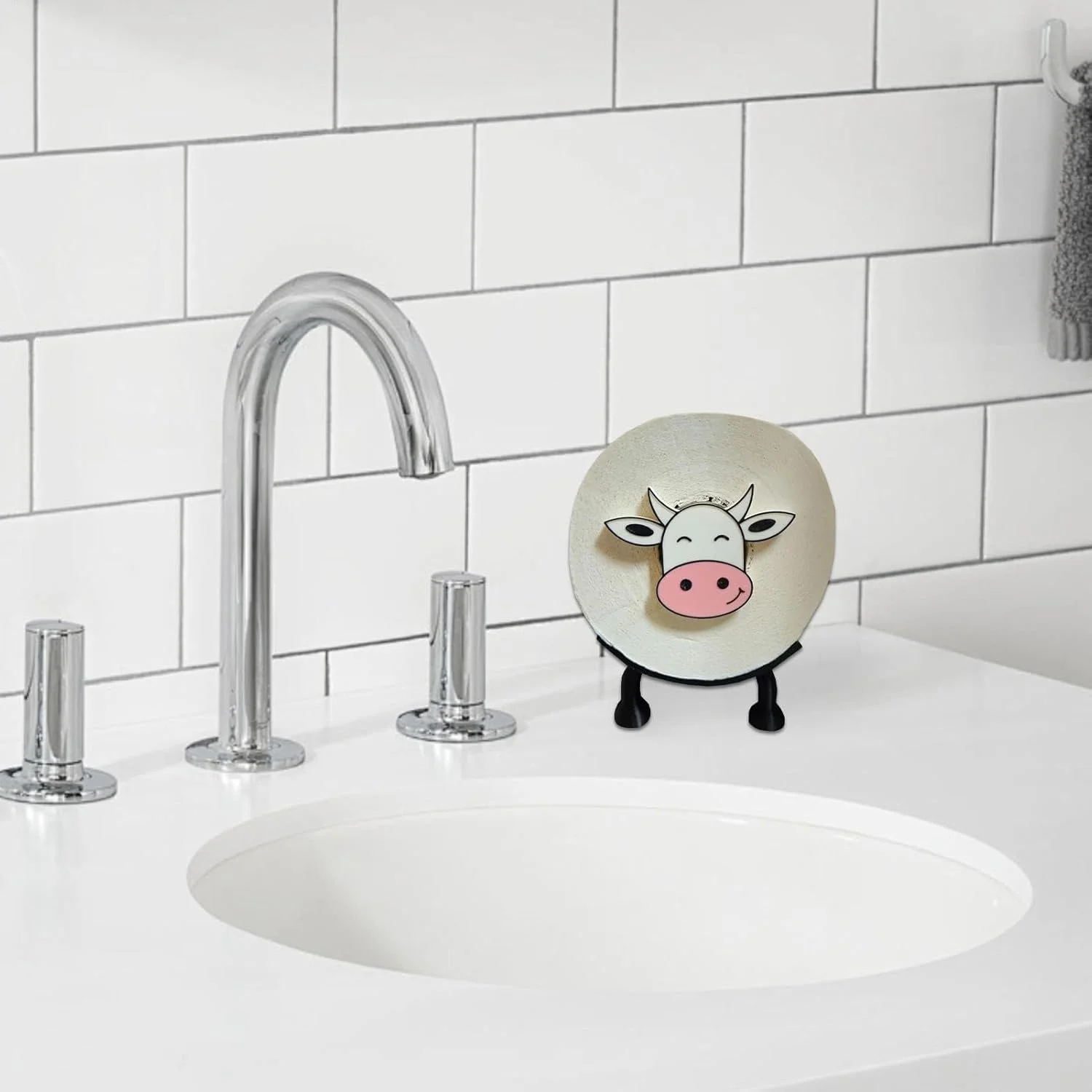 جا دستمال توالت رولی طرح گاو بامزه، لوازم جانبی حمام، استند نگهدارنده دستمال توالت حیوانی مناسب برای دوستان، خانواده، تعطیلات، دفاتر