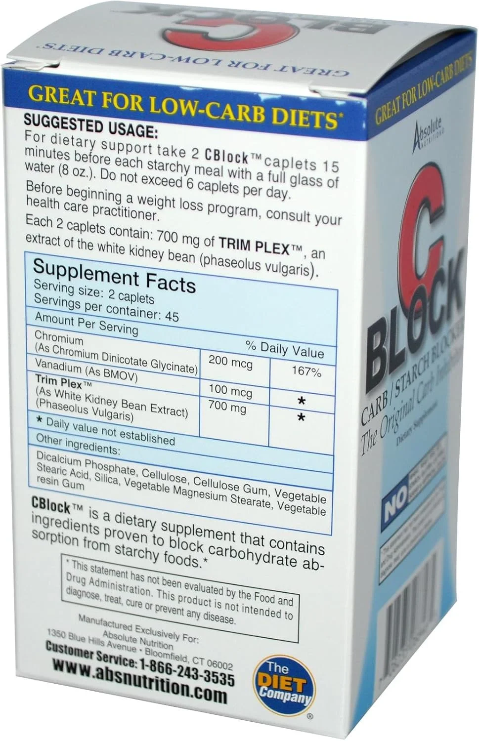 Absolute Nutrition CBlock Carbohydrate Inhibitor 90 tablets