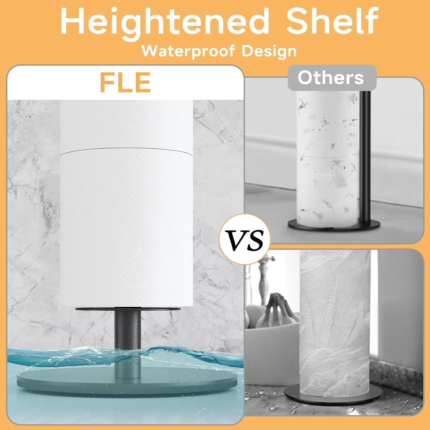 پایه نگهدارنده دستمال توالت با قفسه نگهداری بالایی، نگهدارنده رول دستمال توالت حمام ایستاده، رول توالت ایستاده، با قفسه نگهداری بالایی برای تلفن های همراه، دستمال مرطوب، کیف پول و موارد دیگر (مشکی 01)