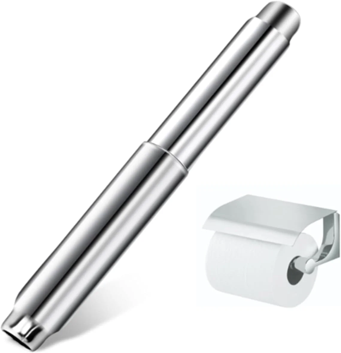 میله فنری نگهدارنده دستمال توالت، میله جایگزین نگهدارنده دستمال توالت، غلطک نگهدارنده دستمال توالت، فنر گیره دستمال توالت استیل ضد زنگ، غلطک نگهدارنده دستمال توالت