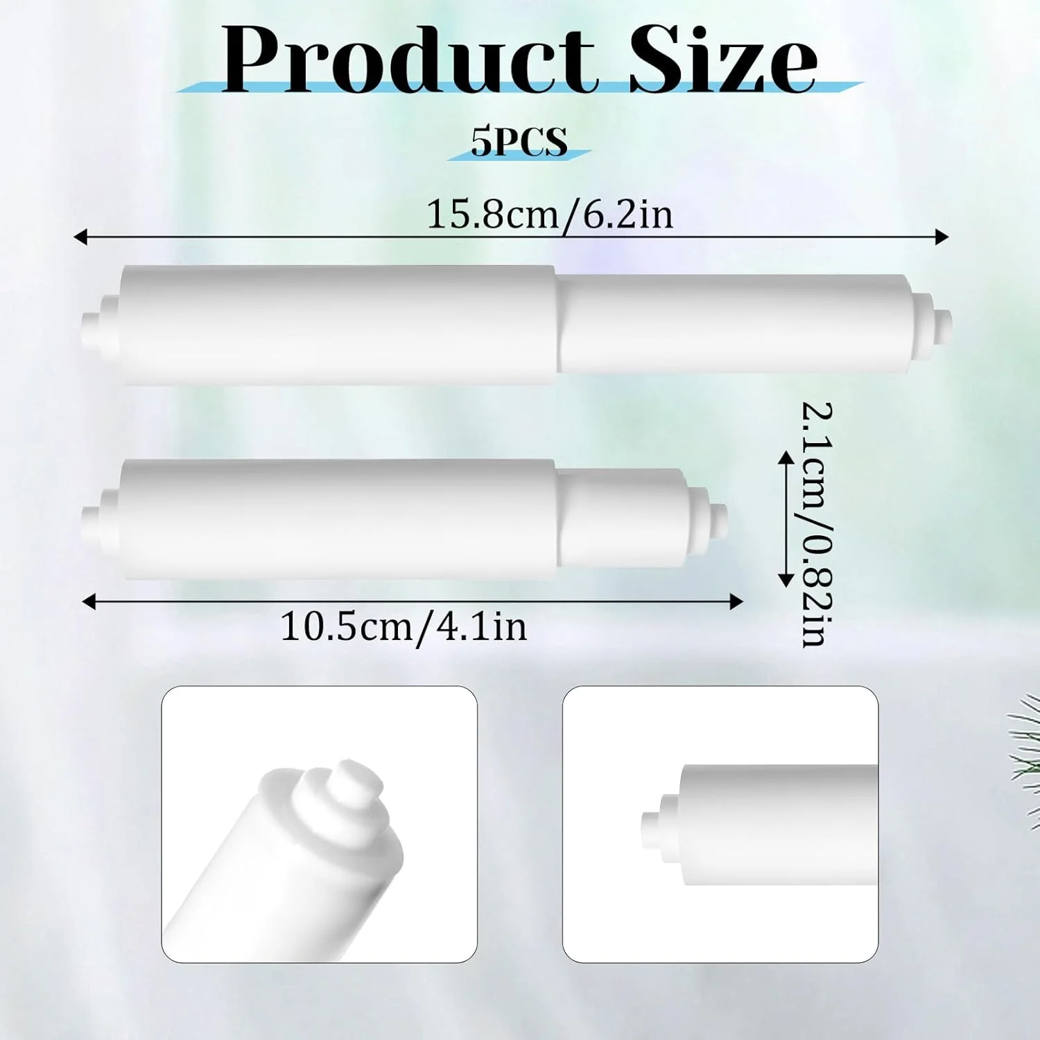 میله فنری نگهدارنده دستمال توالت، 5 عدد میله پلاستیکی سفید جایگزین نگهدارنده دستمال توالت
