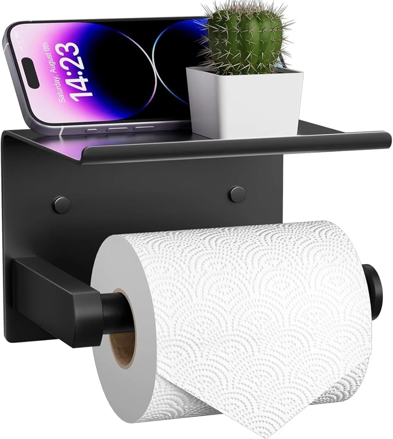 جا دستمال کاغذی توالت، جا دستمال کاغذی توالت استیل ضد زنگ، جا دستمال کاغذی توالت دیواری با پیچ یا چسب خود چسب، جا دستمال کاغذی رولی برای سرویس بهداشتی، مشکی