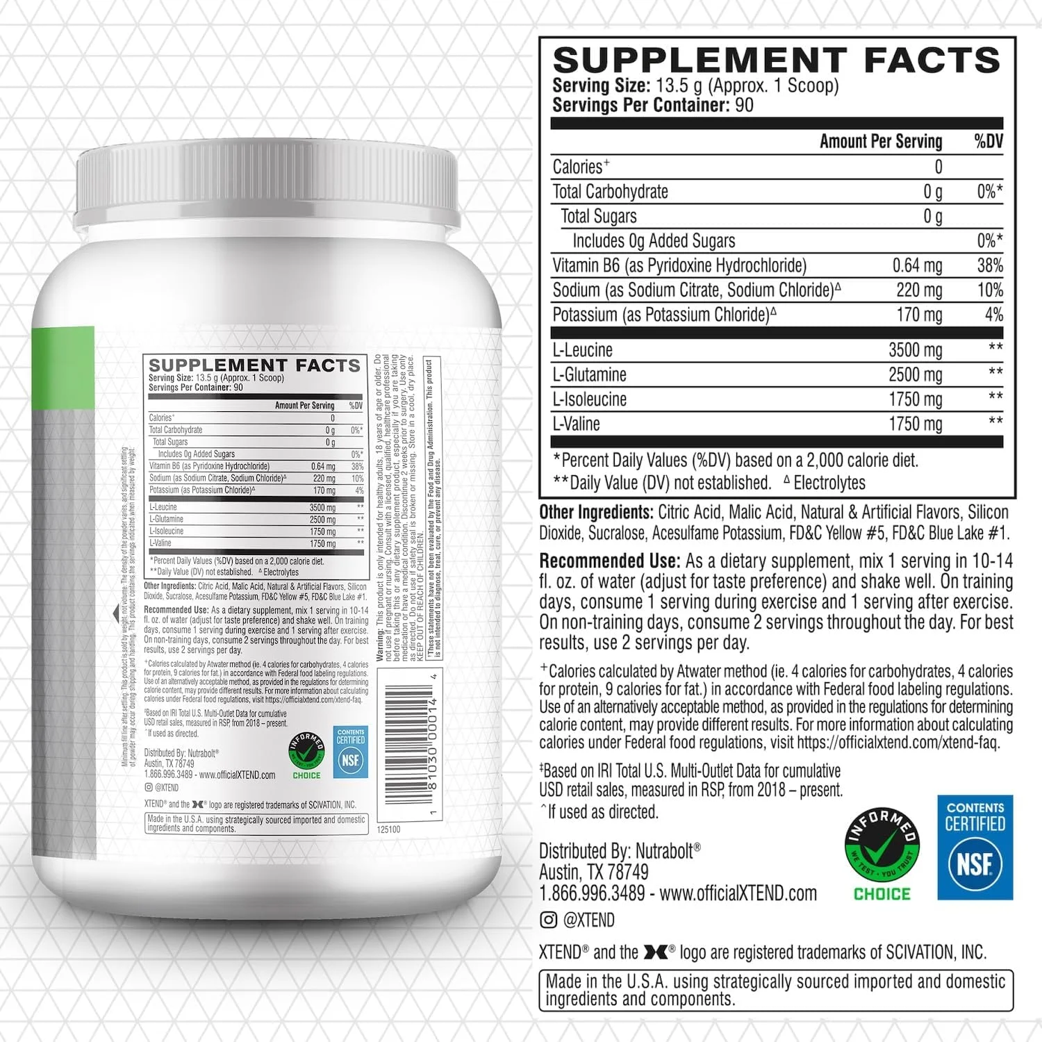 پودر بی سی ای ای اورجینال XTEND با طعم سیب ترش - بدون کالری، بدون کربوهیدرات، بدون شکر - نوشیدنی ریکاوری عضلات بعد از تمرین با آمینو اسیدها - 7 گرم بی سی ای ای برای مردان و زنان - 90 سروینگ پودر بی سی ای ای اورجینال XTEND با طعم سیب ترش - بدون کالری، بدون کربوهیدرات، بدون شکر - نوشیدنی ریکاوری عضلات بعد از تمرین با آمینو اسیدها - 7 گرم بی سی ای ای برای مردان و زنان - 90 سروینگ