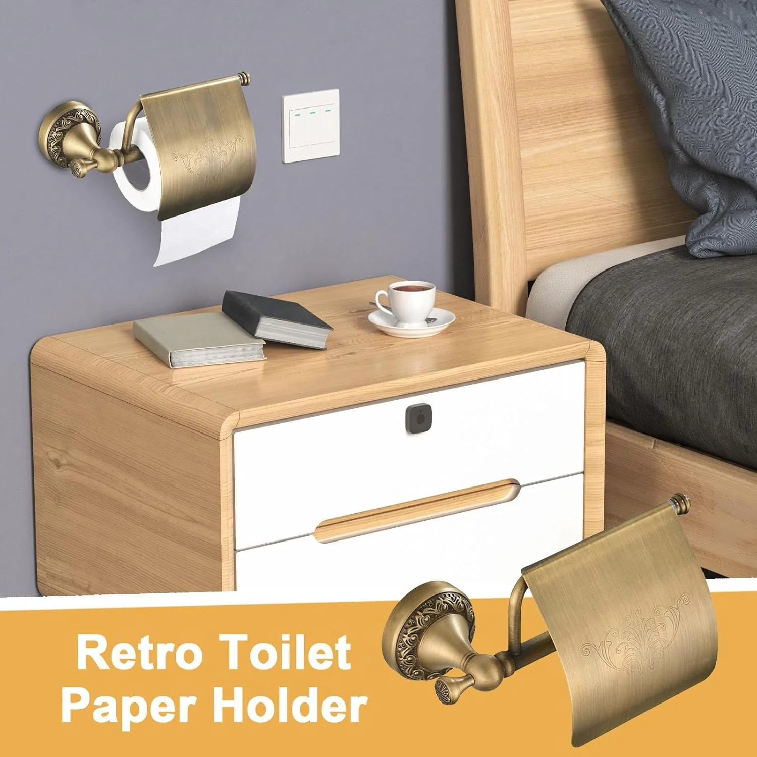 جا دستمال توالت رولی - جا کاغذی دیواری طرح رترو، قفسه نگهداری تزئینی برای آپارتمان های روستایی، سرویس بهداشتی RV، سازماندهی خانه مدرن