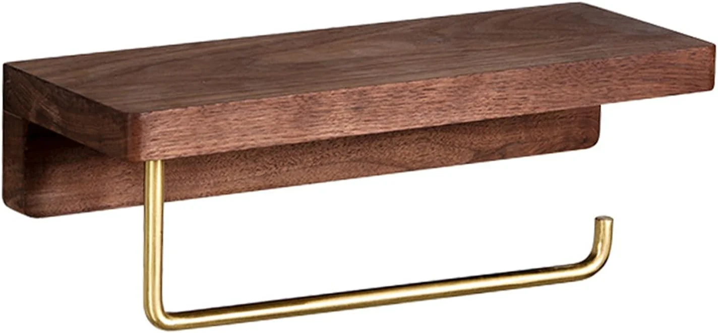 نگهدارنده رول توالت با قفسه - نگهدارنده کاغذ دیواری رول توالت، قفسه چوبی قدیمی، نگهدارنده کاغذ توالت روستایی، لوازم حمام رول آهنی