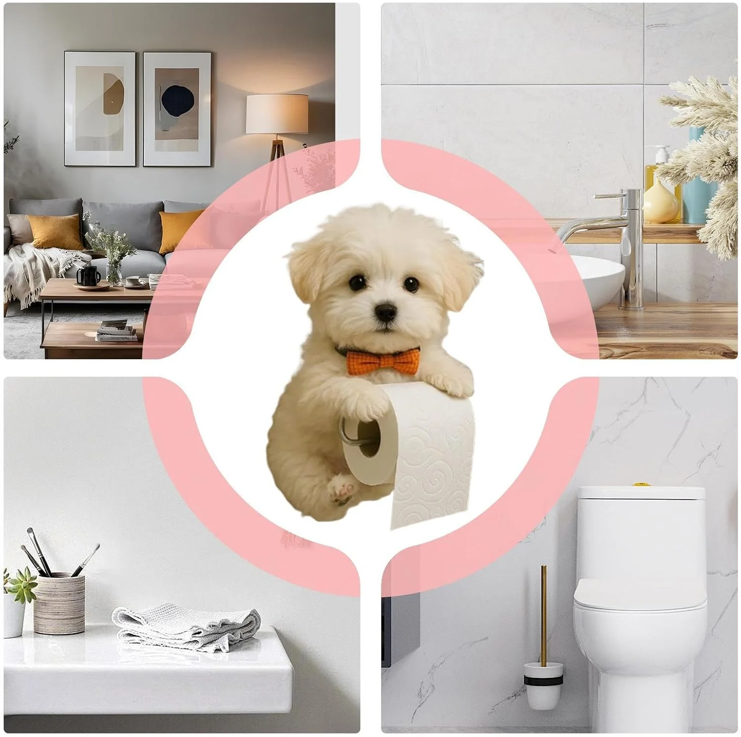 نگهدارنده رول توالت - نگهدارنده دستمال کاغذی توالت طرح سگ، قفسه پخش کننده رول رزینی دکوری زیبا برای اتاق، نصب دیواری برای نگهداری و سازماندهی حمام و آشپزخانه نگهدارنده رول توالت - نگهدارنده دستمال کاغذی توالت طرح سگ، قفسه پخش کننده رول رزینی دکوری زیبا برای اتاق، نصب دیواری برای نگهداری و سازماندهی حمام و آشپزخانه