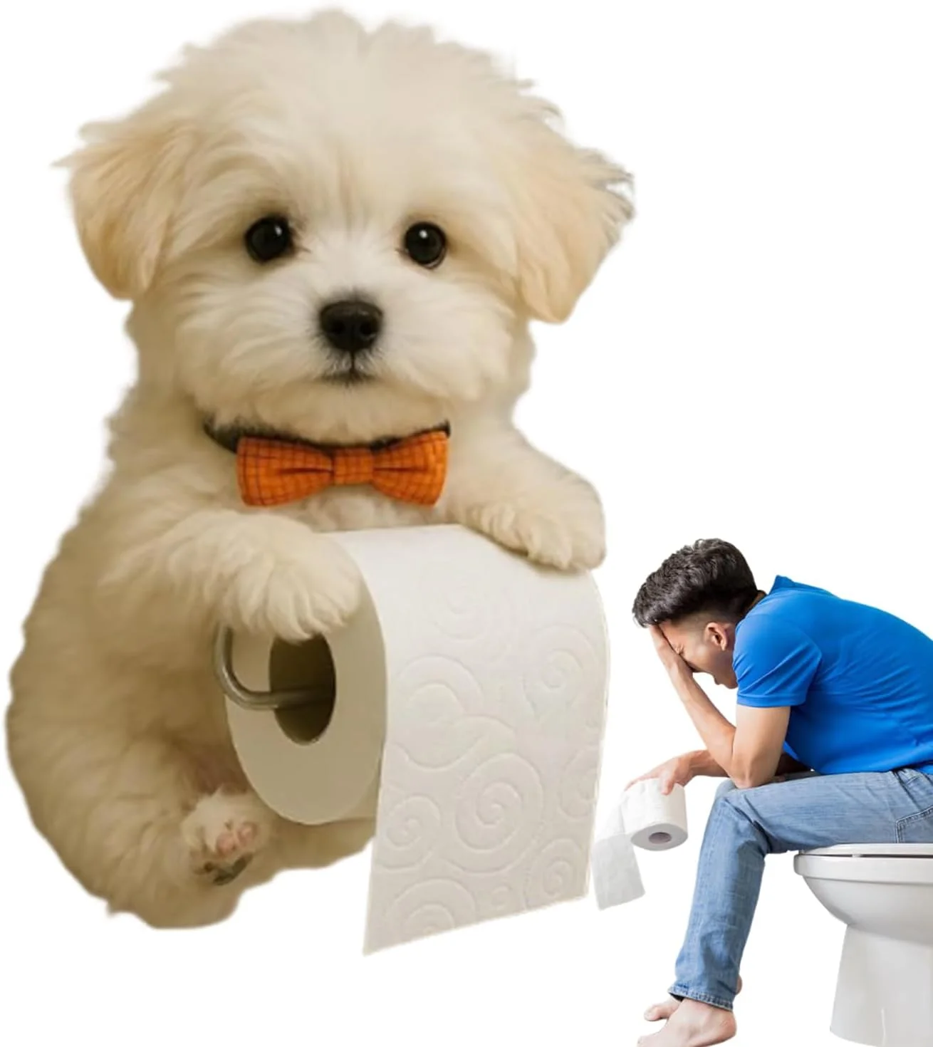 نگهدارنده رول توالت - نگهدارنده دستمال کاغذی توالت طرح سگ، قفسه پخش کننده رول رزینی دکوری زیبا برای اتاق، نصب دیواری برای نگهداری و سازماندهی حمام و آشپزخانه نگهدارنده رول توالت - نگهدارنده دستمال کاغذی توالت طرح سگ، قفسه پخش کننده رول رزینی دکوری زیبا برای اتاق، نصب دیواری برای نگهداری و سازماندهی حمام و آشپزخانه
