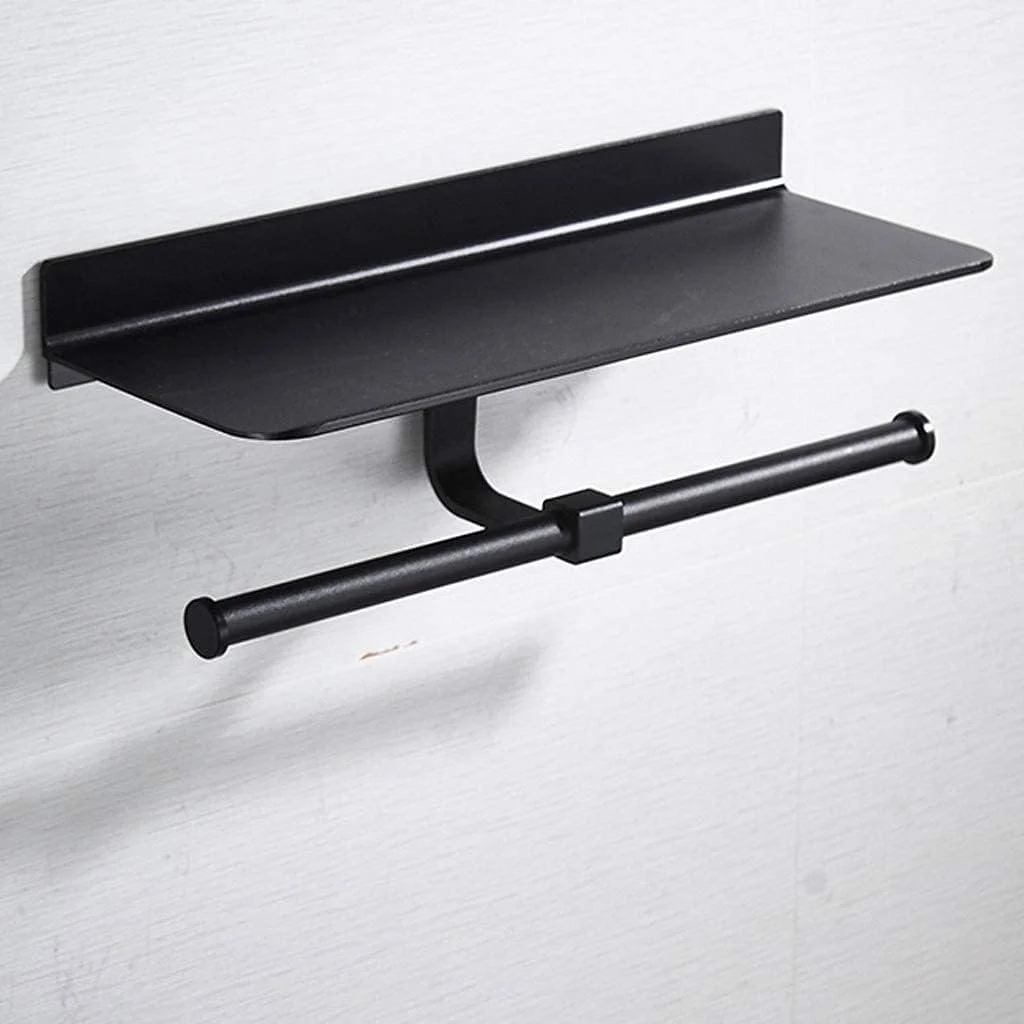 جا دستمال توالت مشکی - جا کاغذی توالت مدرن دو رول از جنس آلومینیوم با جای موبایل جا دستمال توالت مشکی - جا کاغذی توالت مدرن دو رول از جنس آلومینیوم با جای موبایل