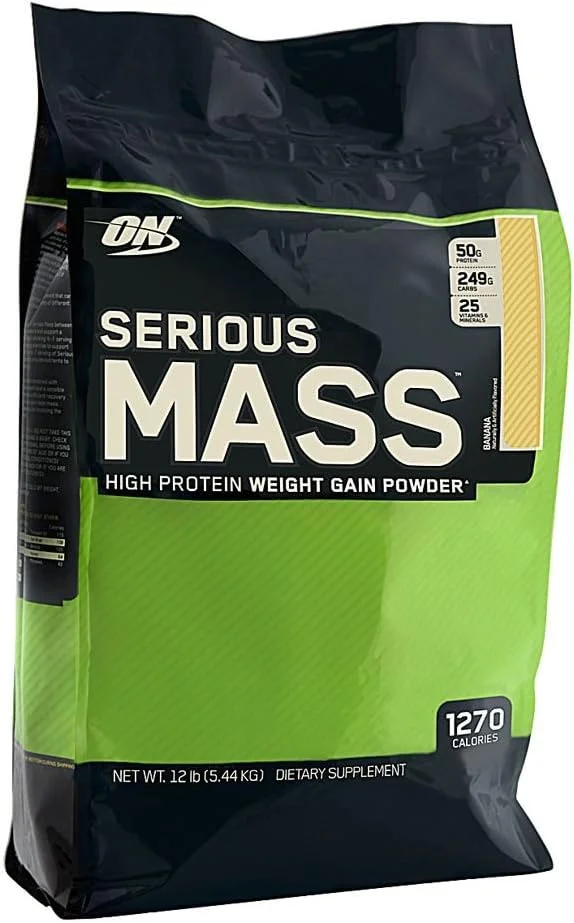 Optimum Nutrition (ON) Serious Mass: High Protein Muscle Building & Weight Gainer Protein Powder, 50 Grams of Protein, Vitamin C, Zinc And Vitamin D For Immune Support - Banana, 12 Lbs (5.44 KG)