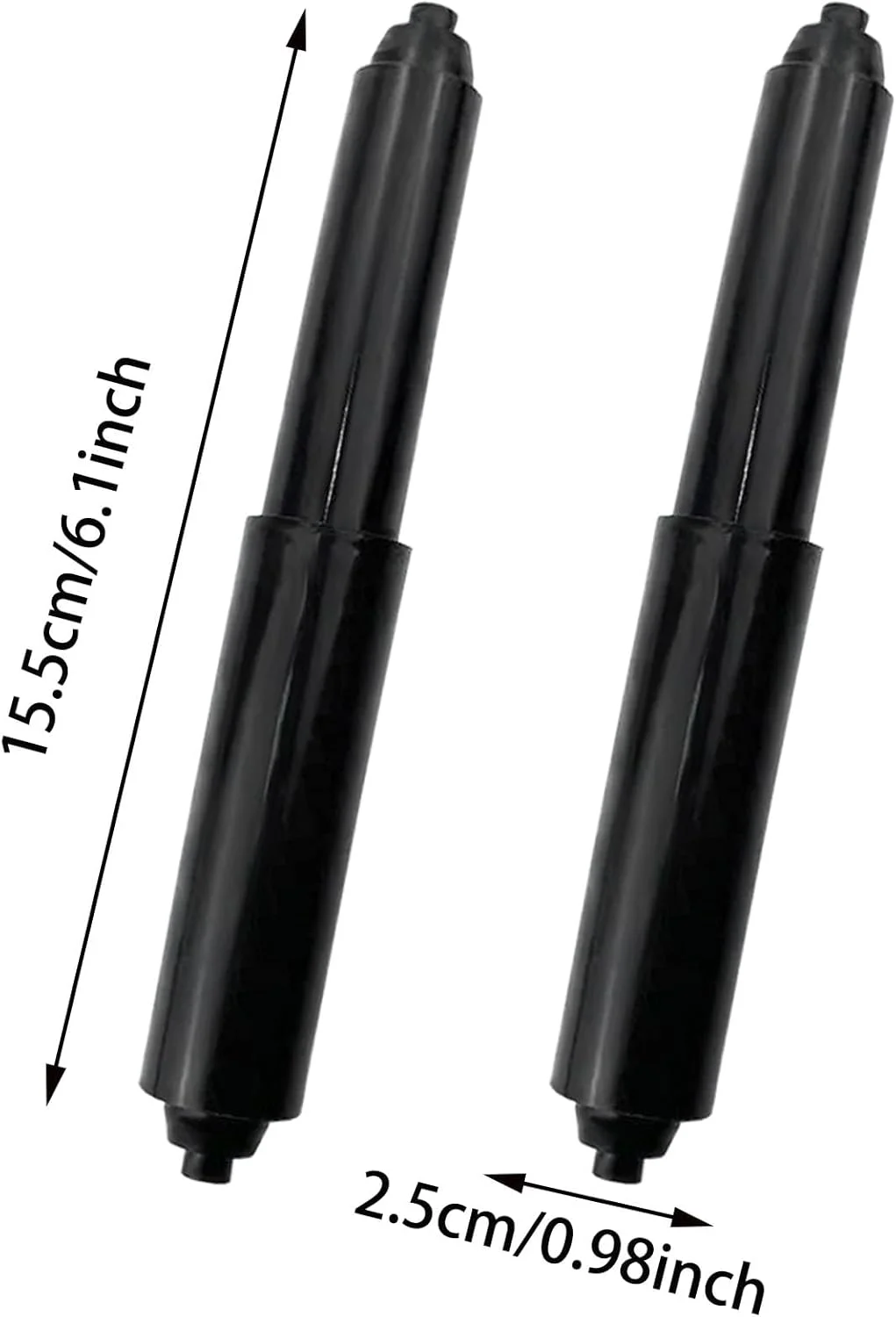 4 عدد غلتک نگهدارنده کاغذ توالت، میله جایگزین محور غلتکی پلاستیکی مشکی، فنری برای حمام