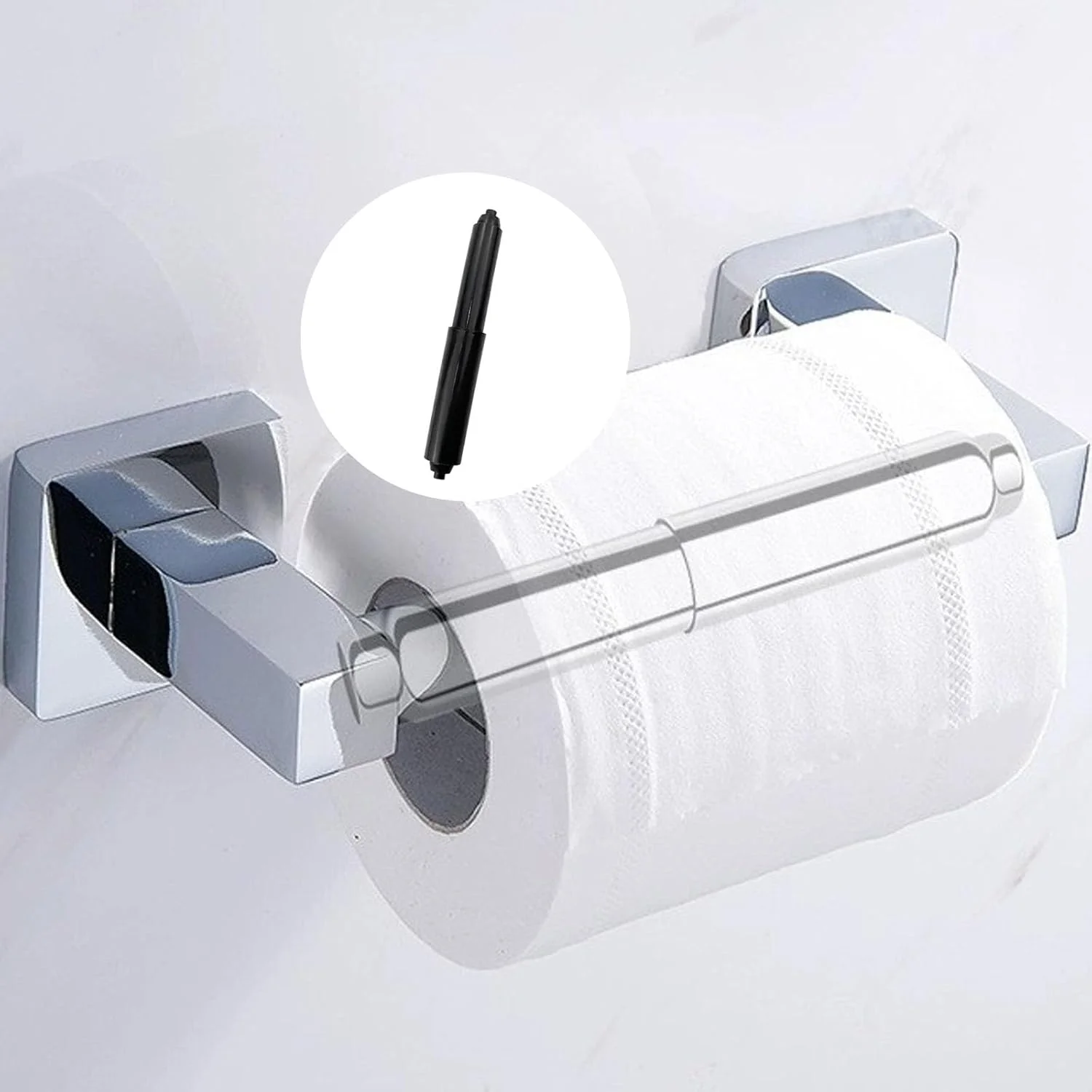 4 عدد غلتک نگهدارنده کاغذ توالت، میله جایگزین محور غلتکی پلاستیکی مشکی، فنری برای حمام