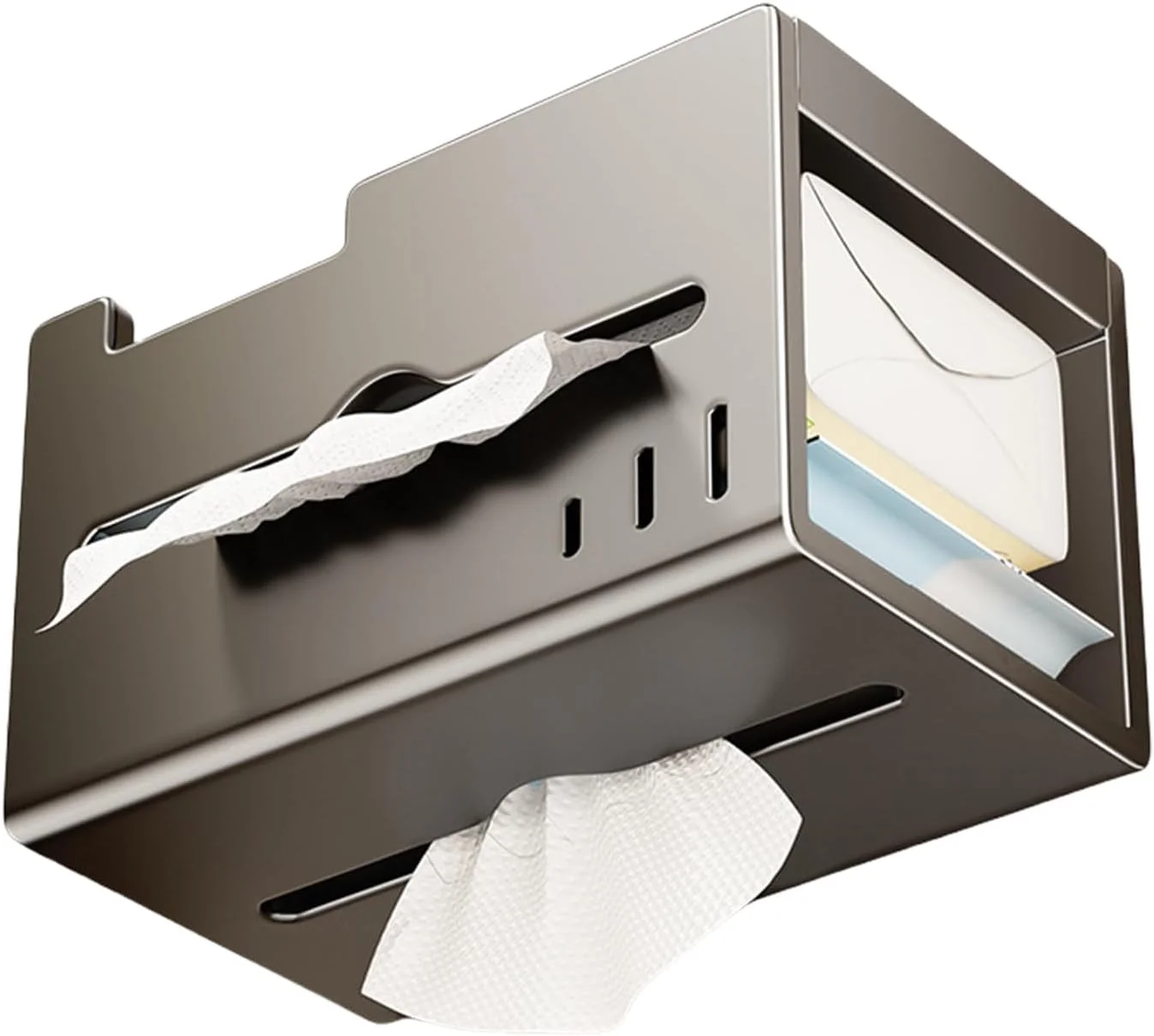پایه دستمال توالت - جا دستمال کاغذی توالت با قفسه - جا دستمالی آلومینیومی ضد زنگ، سازمان دهنده مدرن برای لوازم جانبی حمام، آشپزخانه و RV