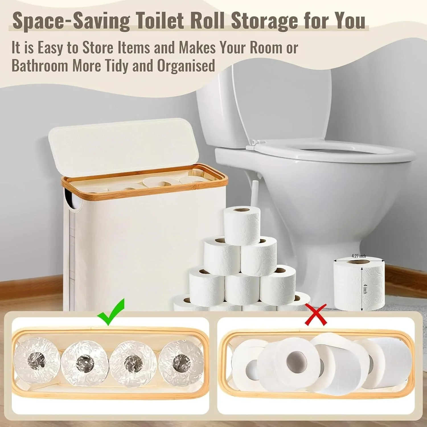 نگهدارنده لوازم بهداشتی - سازمان دهنده و نگهدارنده کاغذ توالت، سبد ضد آب برای حوله، قفسه، دیوار، میز، سرویس بهداشتی منزل، رختشورخانه، خوابگاه، گوشه