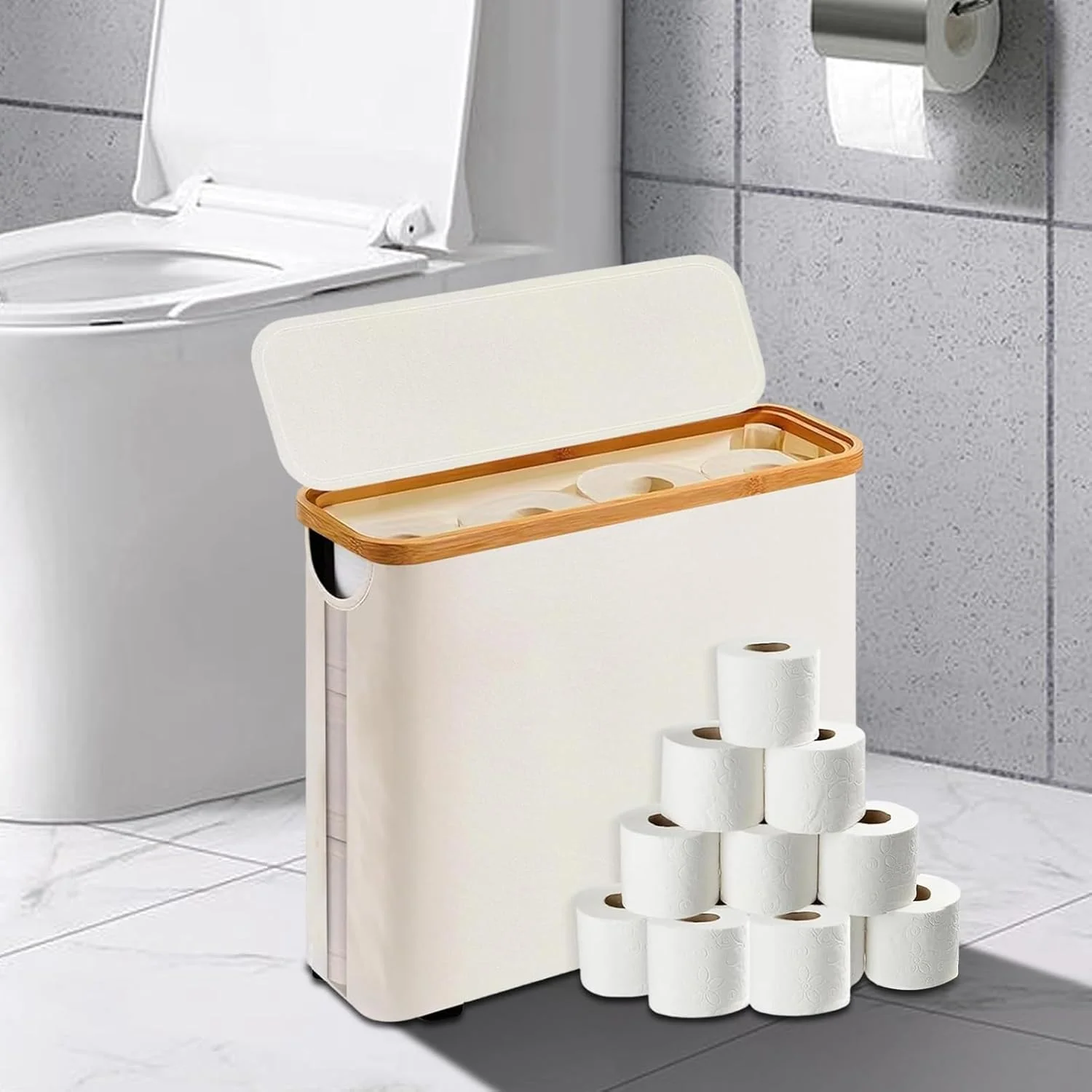 نگهدارنده کاغذ توالت - سازمان دهنده و نگهدارنده کاغذ توالت حمام، سبد ضد آب برای قفسه، کشو، گوشه اتاق، خانه، خوابگاه، دیوار، سرویس بهداشتی، آشپزخانه، سینک، میز