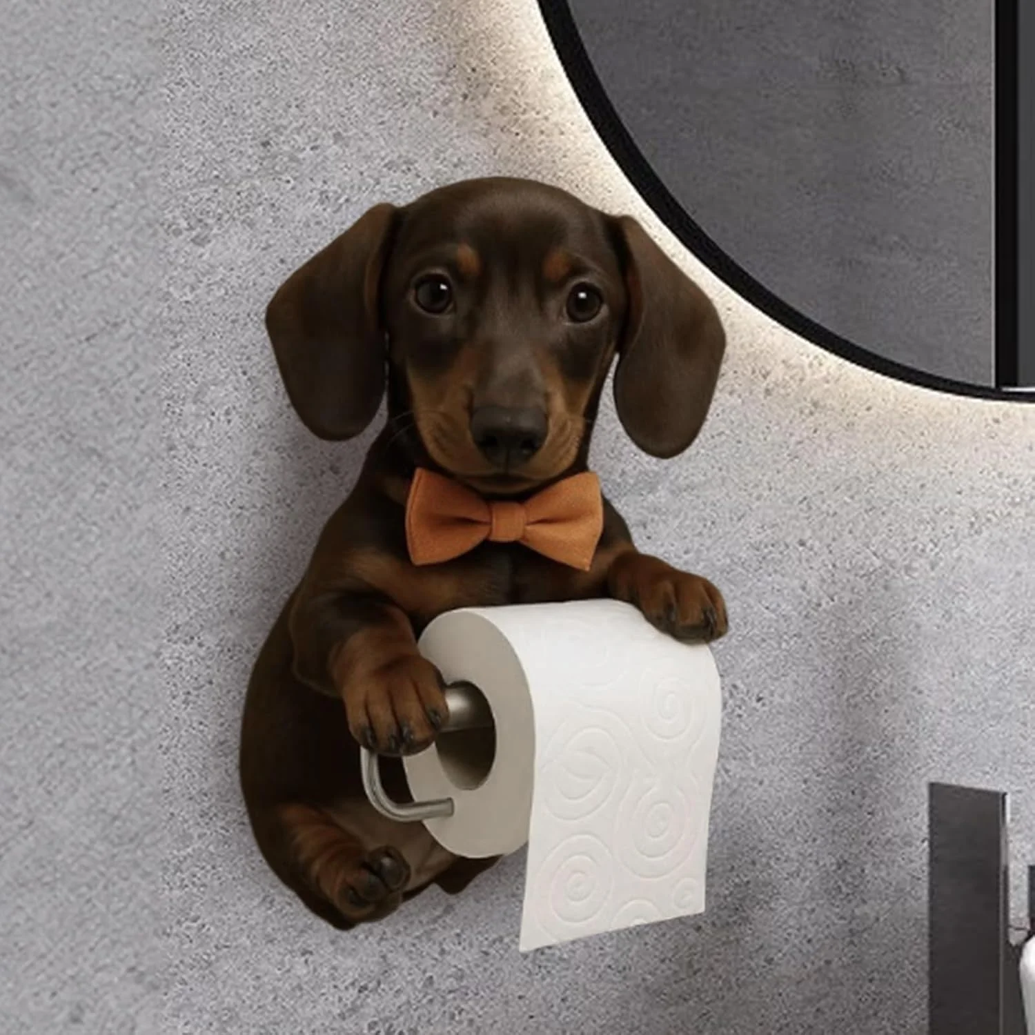 جا دستمال کاغذی رولی طرح سگ - جا دستمال کاغذی دیواری طرح سگ | استند نگهدارنده رولی دیواری، دکور اتاق، قفسه زیبا برای آشپزخانه، حمام، هتل و کاروان