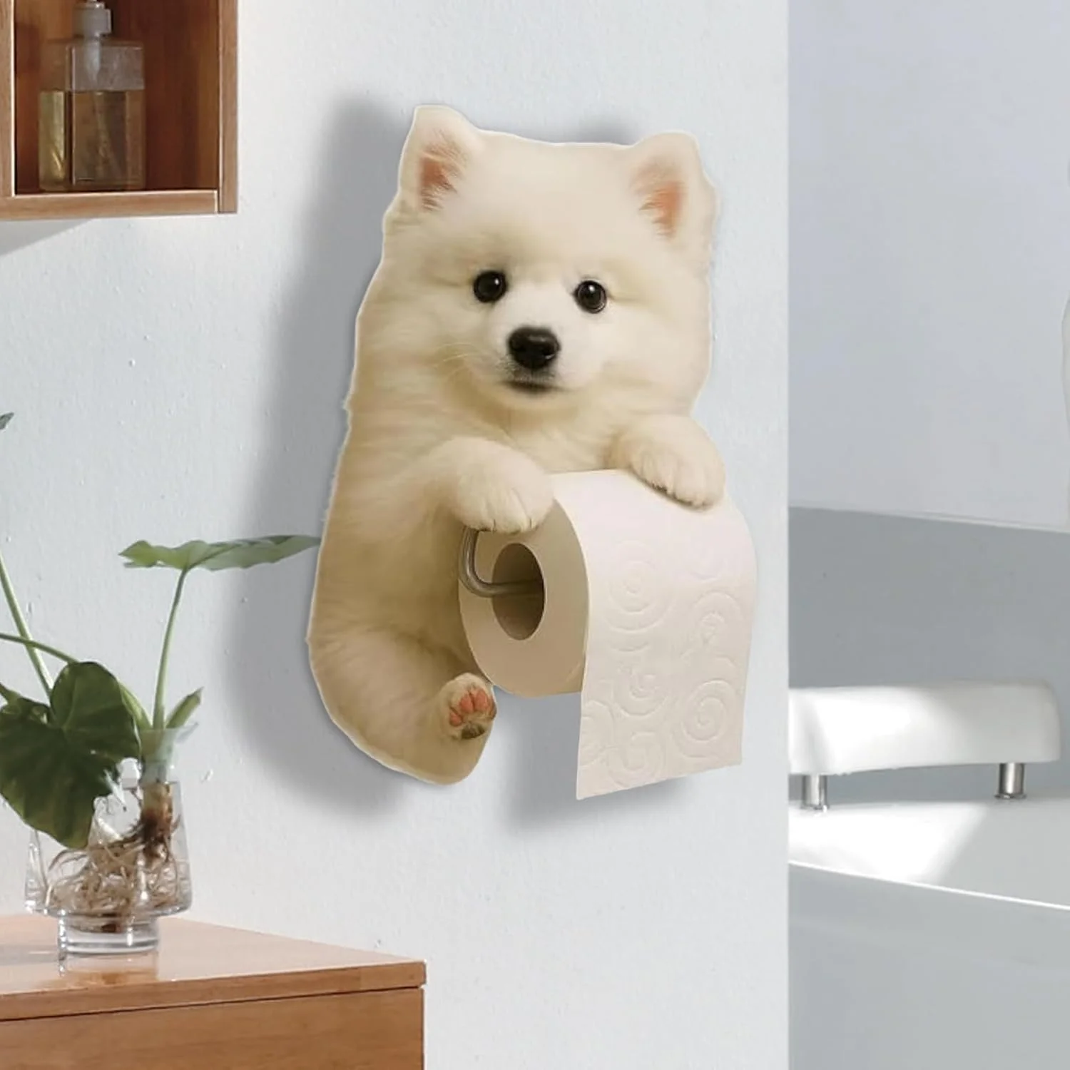 جا دستمال کاغذی رولی - استند نگهدارنده دستمال کاغذی طرح سگ - جا دستمال کاغذی دیواری، مناسب برای دکوراسیون منزل، لوازم جانبی حمام، آشپزخانه، اتاق خواب و خوابگاه