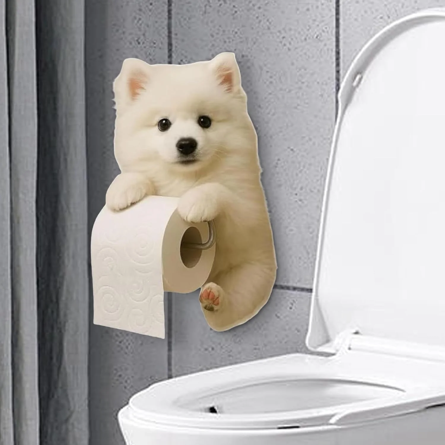 نگهدارنده رول دستمال توالت - استند نگهدارنده دستمال توالت طرح سگ، لوازم جانبی دکوری منزل، سازمان دهنده نگهداری دستمال سفره، قابل نصب روی دیوار، مناسب برای آپارتمان، خانه، هتل، خوابگاه