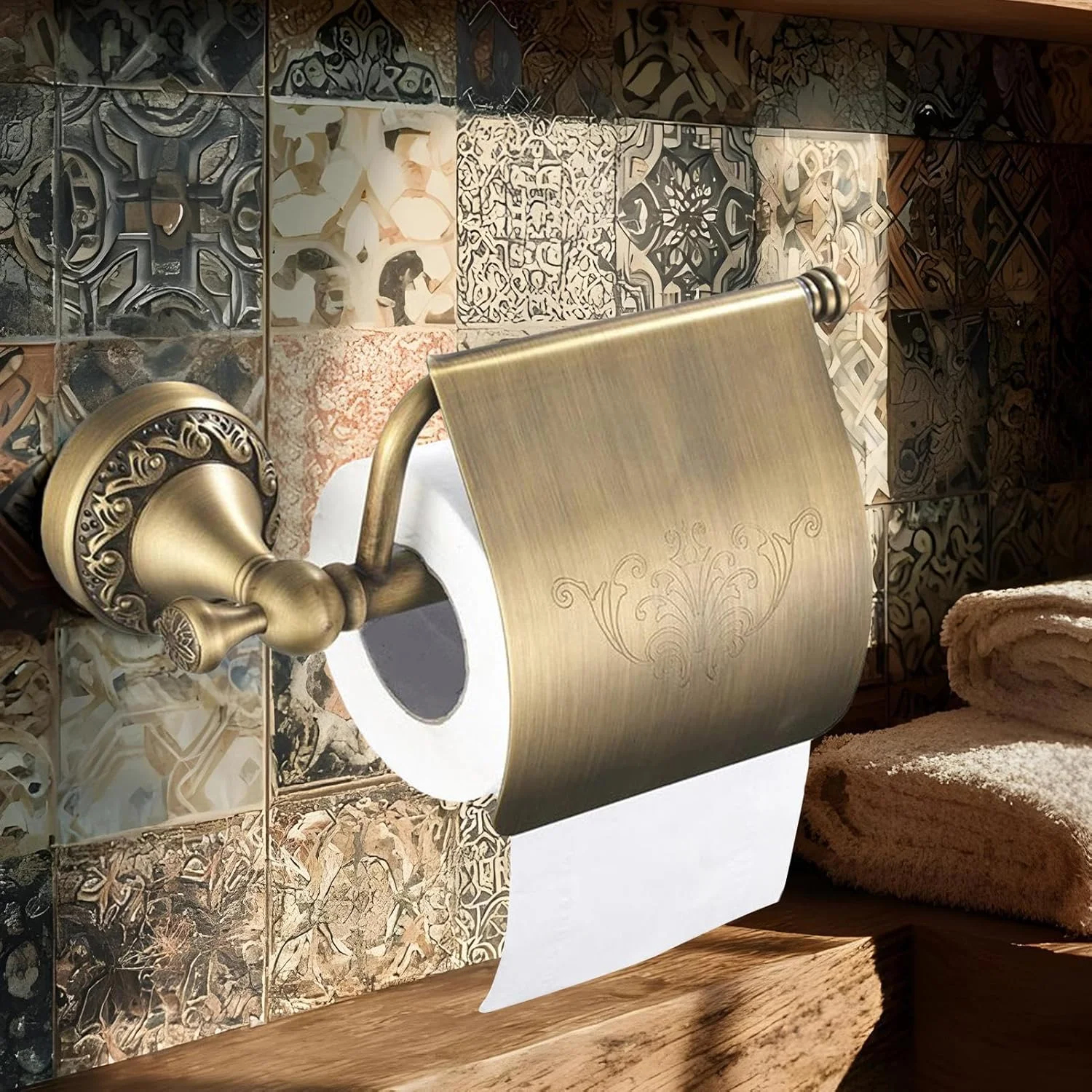 جا دستمال کاغذی توالت - جا دستمال کاغذی دیواری طرح رترو - نگهدارنده و پخش کننده رومیزی برای آشپزخانه، کاروان، آپارتمان، خانه روستایی، حمام