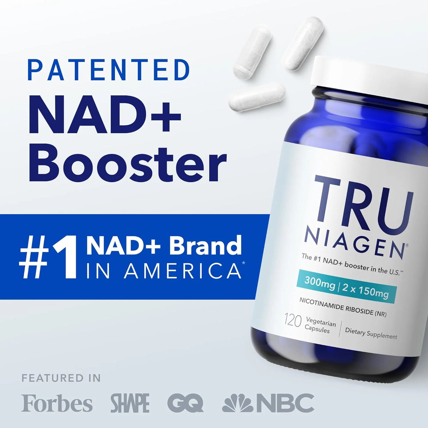 مکمل NAD ثبت شده TRU NIAGEN برای ضد پیری و بازسازی سلولی، نیاژن، 60 سروینگ 300 میلی گرمی | پشتیبانی از انرژی سلولی، مغز، عضله | نیکوتین آمید ریبوزید (NR) روزانه 2 عدد مصرف شود | 2 بطری
