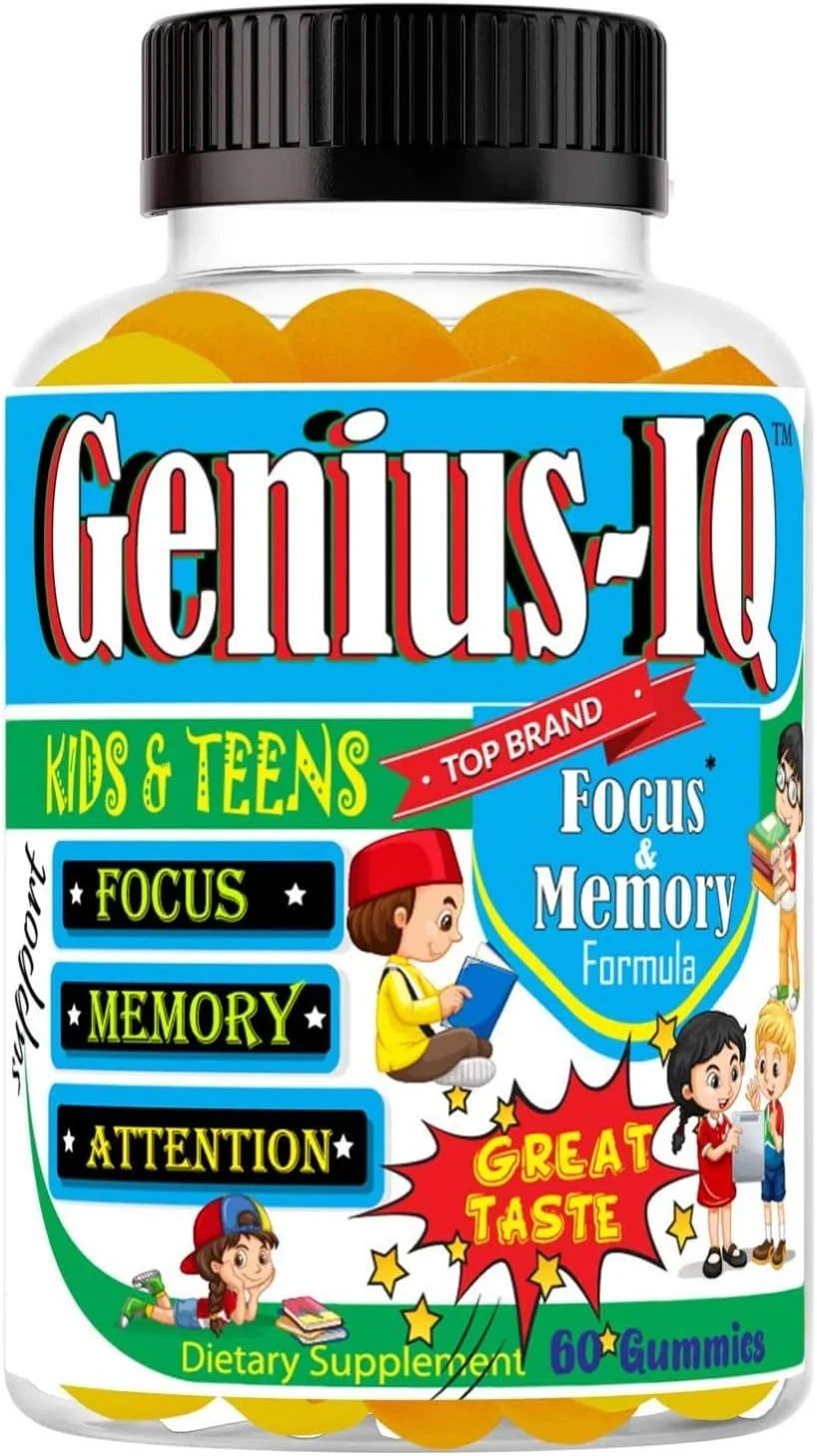 مکمل های تقویت حافظه و تمرکز کودکان Genius IQ، امگا 3-6-9، ویتامین های پاستیلی EPA DHA، تقویت کننده مغز، پاستیل های آرامش بخش، پشتیبانی از تمرکز، وضوح، توجه و خلق و خو 60 عدد