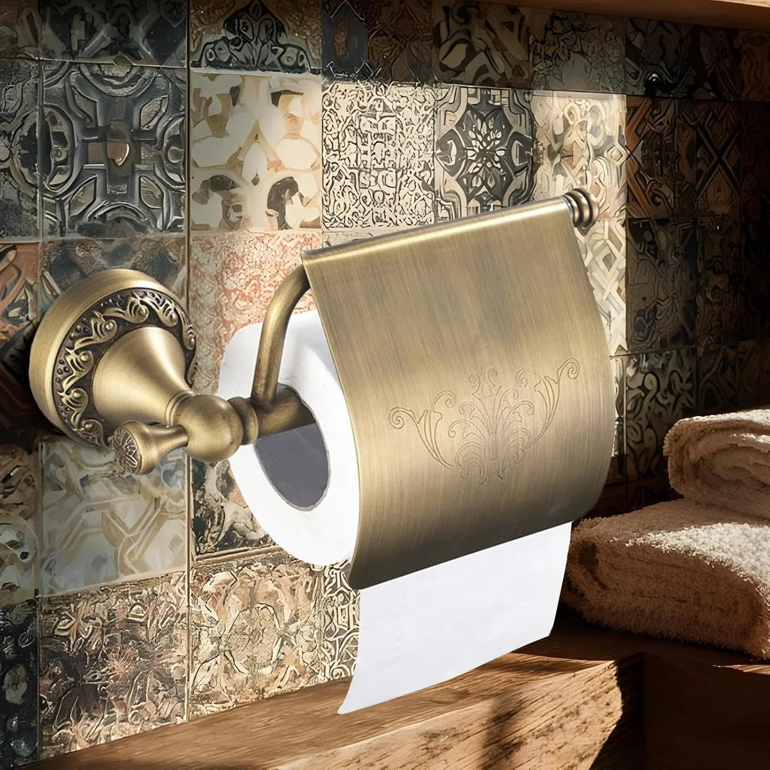 نگهدارنده کاغذ توالت، نگهدارنده رول کاغذ توالت دیواری به سبک قدیمی - قفسه نگهداری و سازماندهی تزئینی رومیزی برای حمام، آشپزخانه، آپارتمان، کاروان و سرویس بهداشتی