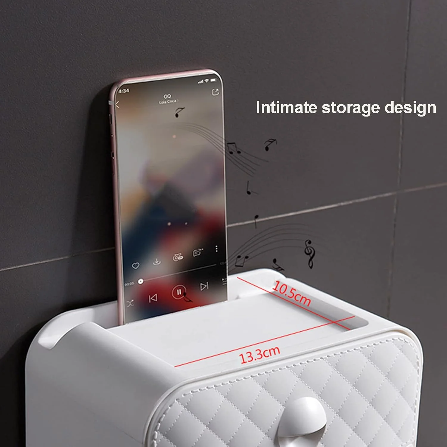 Toilet paper holder LIU- Box Wall-mounted Tissue Dispenser Bathroom Multifunction Storage Box with Drawer - Free Punch(Color:White)