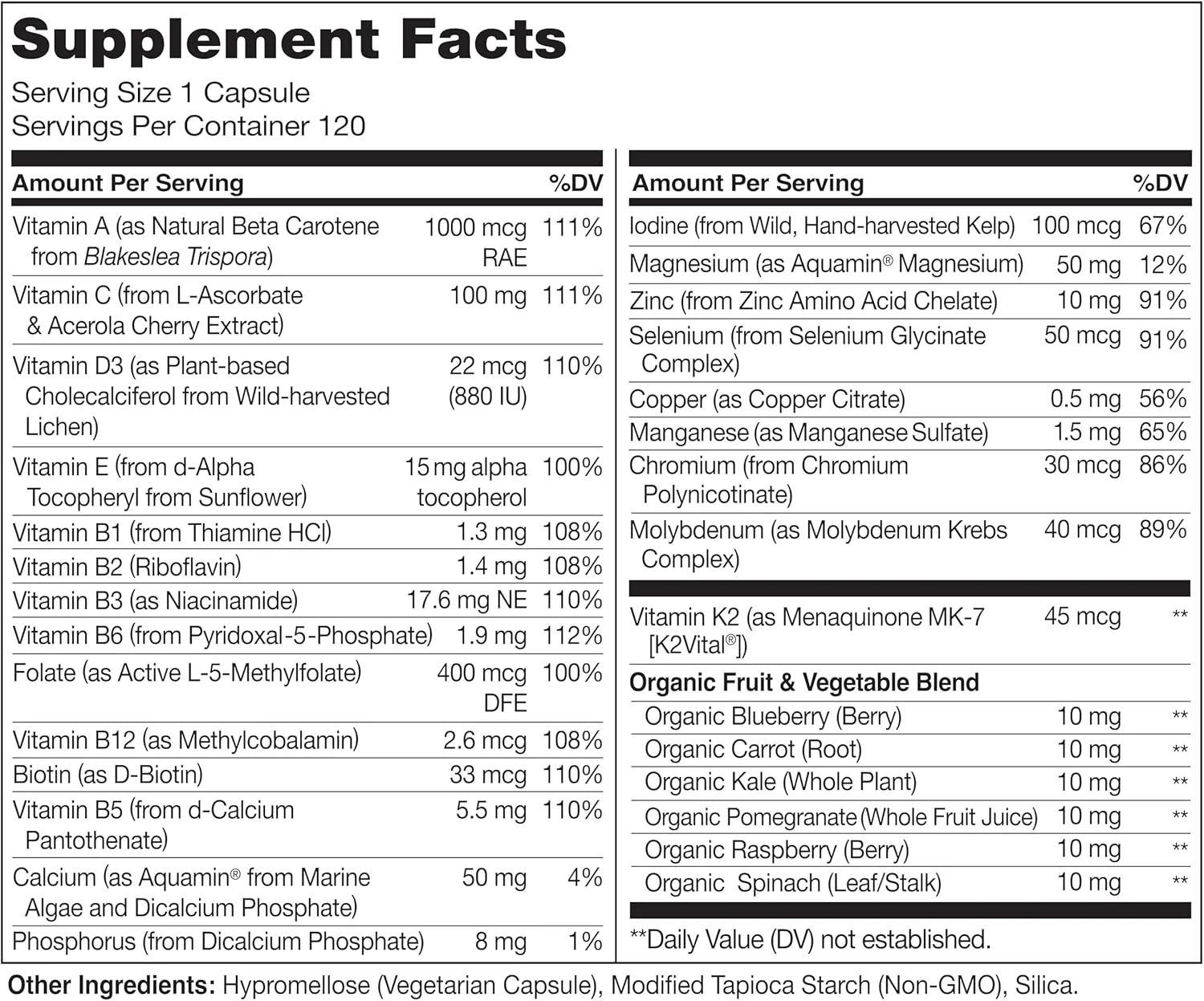 مولتی ویتامین روزانه مردانه NATURELO - حاوی ویتامین ها و مواد معدنی + غذاهای کامل ارگانیک - مکمل برای افزایش انرژی، سلامت عمومی - غیر GMO - 120 کپسول - تامین 4 ماهه