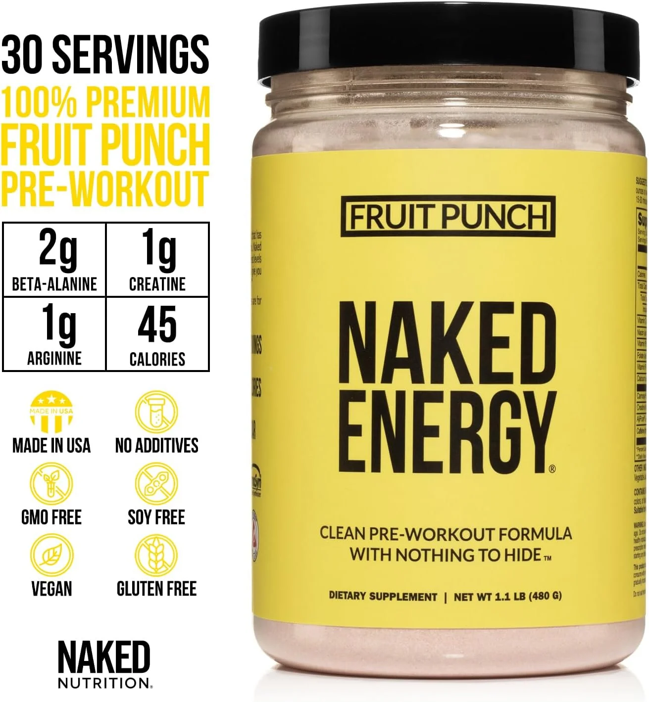 Naked Nutrition Fruit Punch Naked Energy Pre Workout Supplement For Men And Women - 1Lb 30 Servings Naked Nutrition Fruit Punch Naked Energy Pre Workout Supplement For Men And Women - 1Lb 30 Servings
