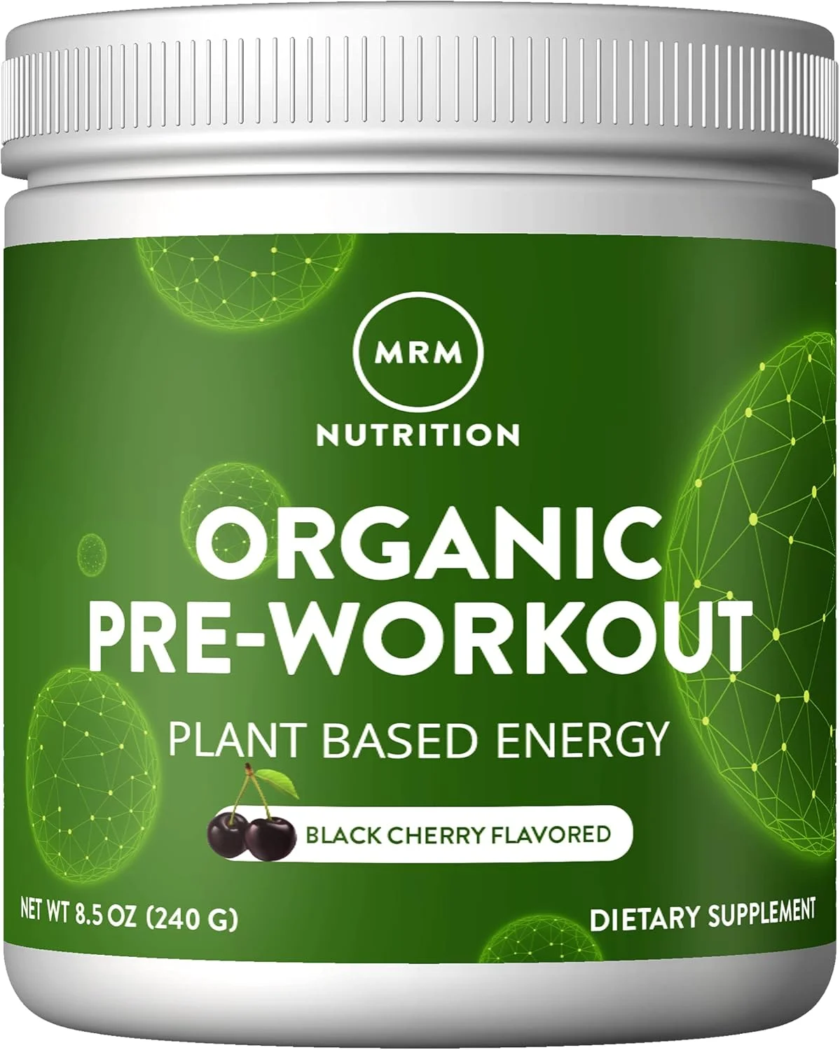پودر پری-ورک اوت ارگانیک MRM Nutrition | طعم آلبالو سیاه | سوپرفودها + 150 میلی گرم کافئین طبیعی + آداپتوژن ها | انرژی پاک + تمرکز | جریان خون سالم | وگان + غیر GMO | 20 سروینگ
