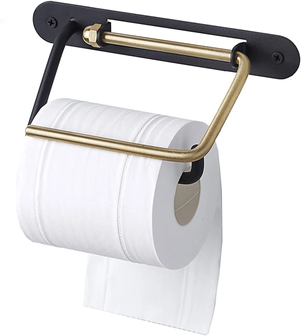 جا دستمال کاغذی توالت LIU - دستمال کاغذی فلزی مسی دیواری ساده برای سرویس بهداشتی منزل - مشکی و طلایی