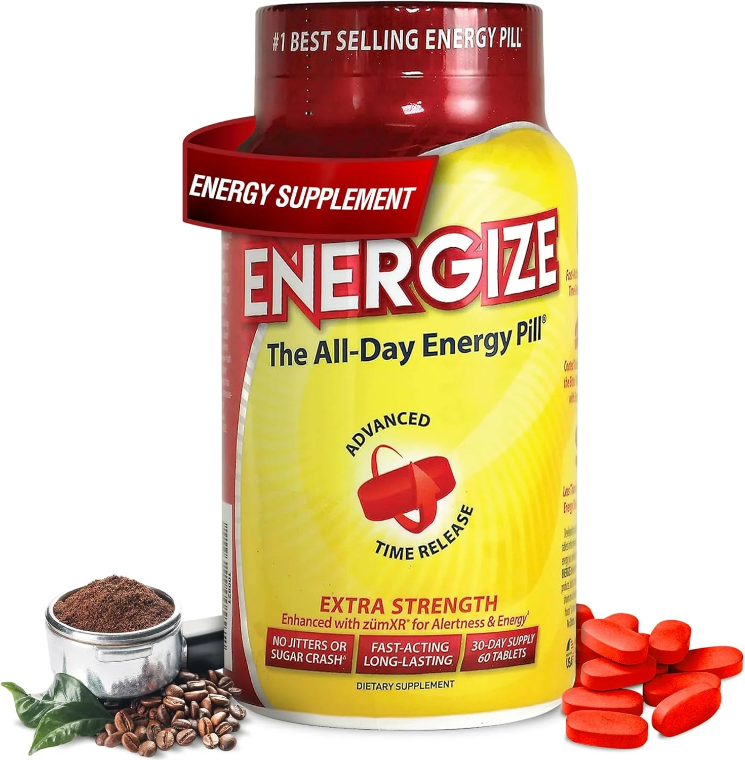 قرص های کافئین فوق العاده قوی iSatori Energise - قرص انرژی سریع الاثر و طولانی مدت - کافئین با رهش طولانی - بهبود هوشیاری و وضوح ذهنی - انرژی تمام روز، بدون لرزش، بدون افت ناگهانی (60 قرص)