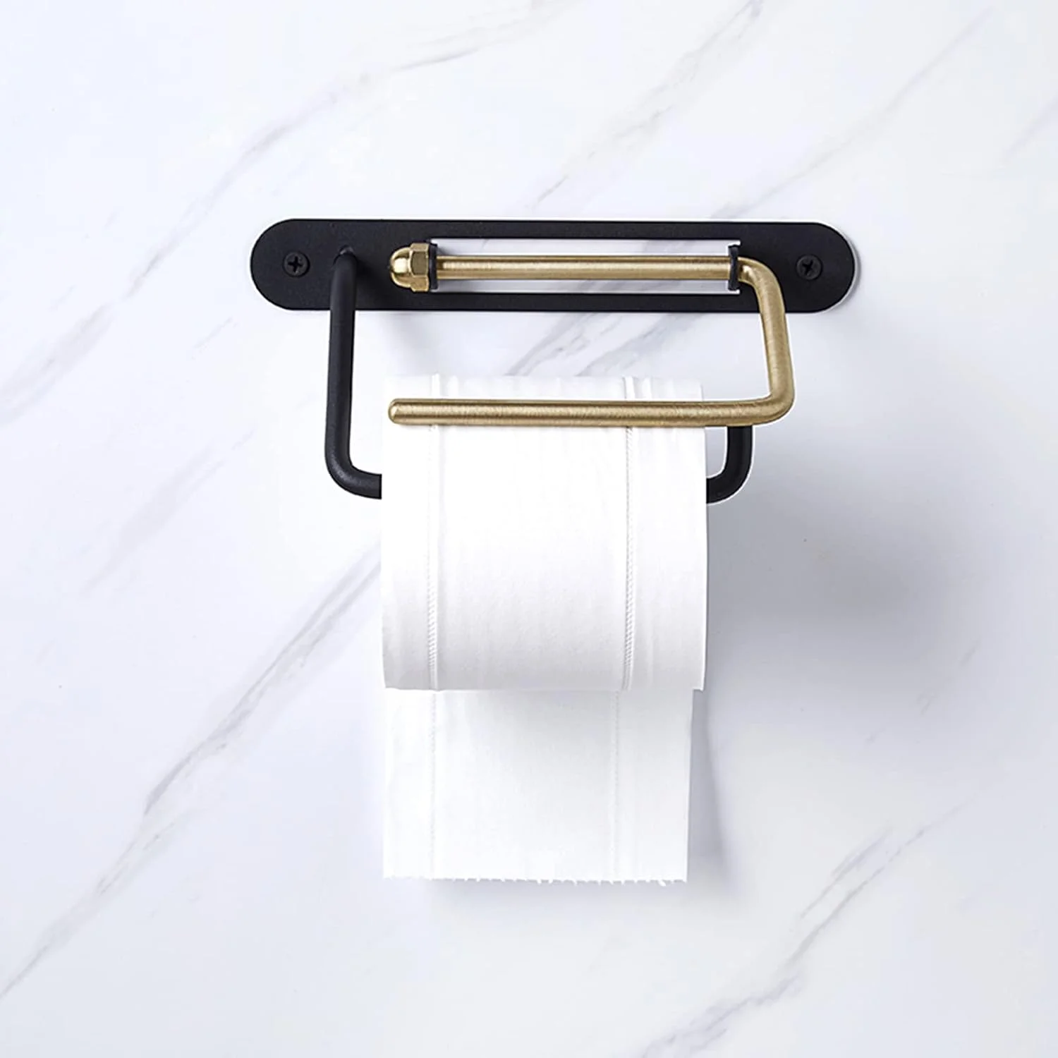 جا دستمال کاغذی توالت LIU - دستمال کاغذی فلزی مسی دیواری ساده برای سرویس بهداشتی منزل - مشکی و طلایی