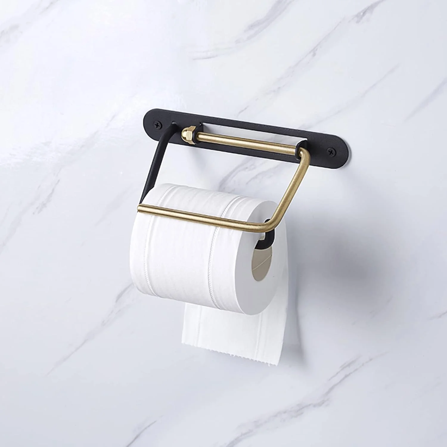 جا دستمال کاغذی توالت LIU - دستمال کاغذی فلزی مسی دیواری ساده برای سرویس بهداشتی منزل - مشکی و طلایی