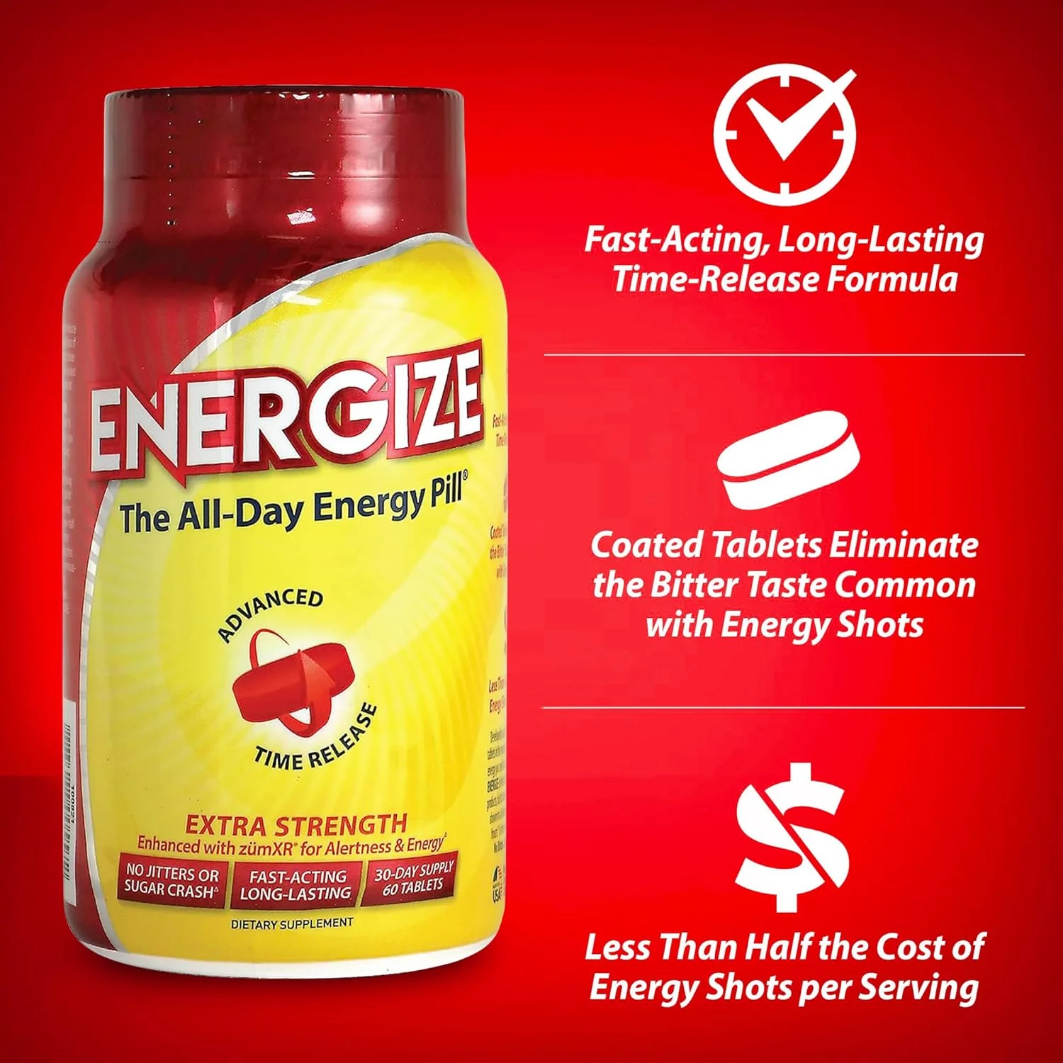 قرص های کافئین فوق العاده قوی iSatori Energise - قرص انرژی سریع الاثر و طولانی مدت - کافئین با رهش طولانی - بهبود هوشیاری و وضوح ذهنی - انرژی تمام روز، بدون لرزش، بدون افت ناگهانی (60 قرص) قرص های کافئین فوق العاده قوی iSatori Energise - قرص انرژی سریع الاثر و طولانی مدت - کافئین با رهش طولانی - بهبود هوشیاری و وضوح ذهنی - انرژی تمام روز، بدون لرزش، بدون افت ناگهانی (60 قرص)