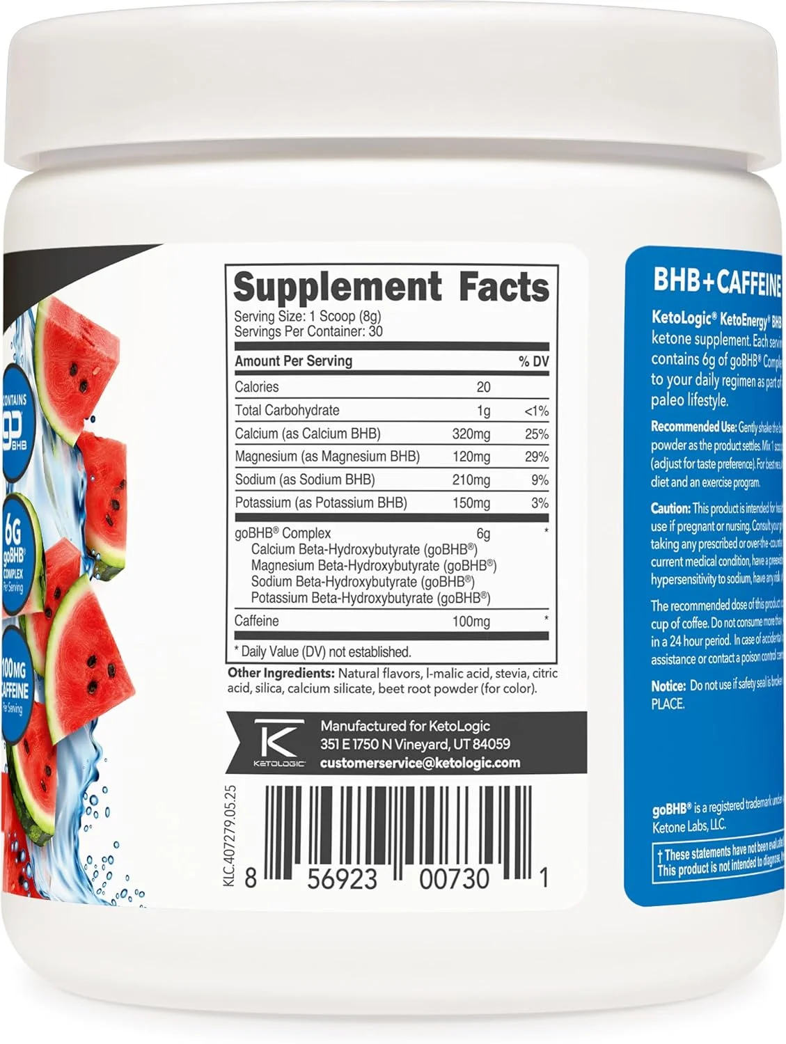 Ketologic KetoEnergy BHB (Watermelon) 30 Servings - BHB + Caffeine Exogenous Ketone Supplement Ketologic KetoEnergy BHB (Watermelon) 30 Servings - BHB + Caffeine Exogenous Ketone Supplement